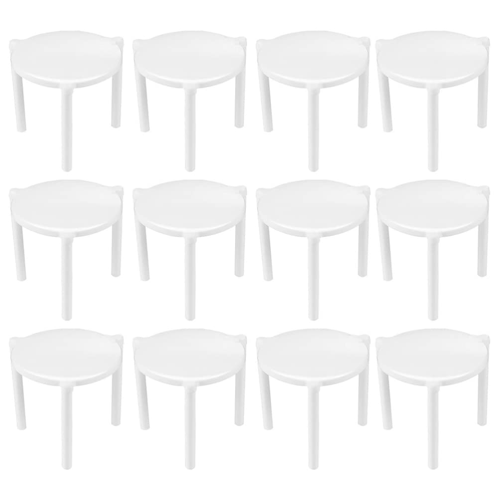 300Pcs White Plastic Food Container Stands - Cabilock Tabletop Fixing Rack for Pizza, Kitchen Utensils & Desk Organization | Stackable Shelf Protector for Kitchen Counter, Office Desk & Dining Table