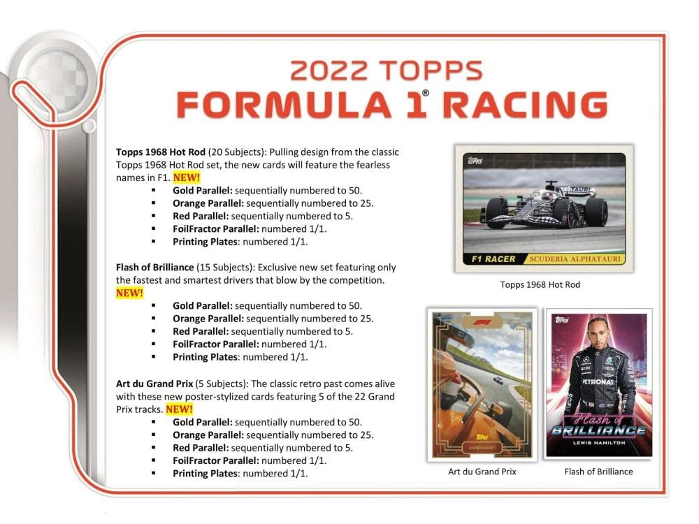 2022 Topps F1 Formula 1 Racing Hobby Box - 20 Packs (8 Cards Each) - Collectible Trading Cards for F1 Fans & Racing Enthusiasts - Perfect for Sports Memorabilia Collections & Gift Giving