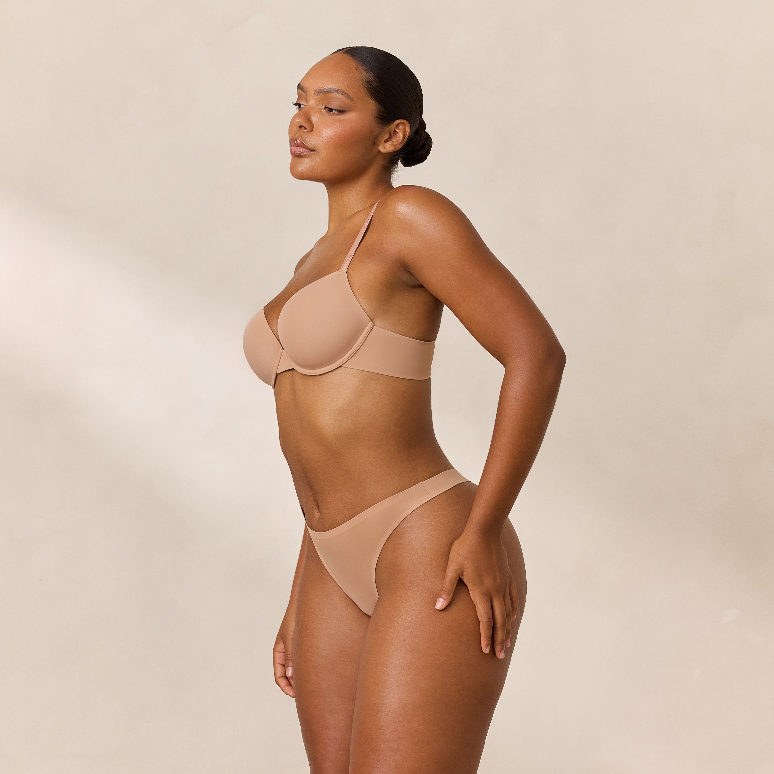 Seamless Invisible T-Shirt Bra for Women - Honey Color | Comfortable No-Show Underwire Bra for Everyday Wear & Layering