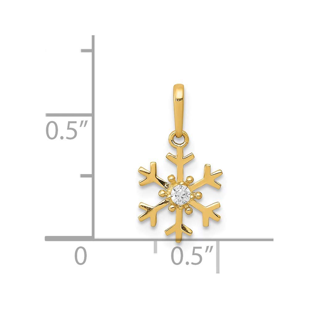 14k Gold Snowflake Pendant with CZ - Elegant Jewelry for Winter Gifts