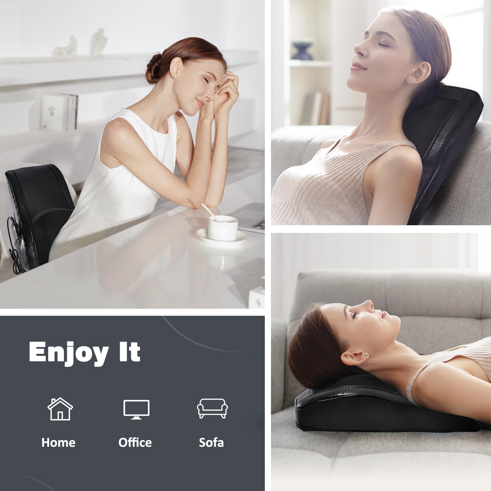 Heated Shiatsu Back and Neck Massager - 3D Kneading Deep Tissue Massage Pillow for Neck, Back, Shoulder Pain Relief - Perfect Gift for Mom, Dad, Women & Men - Ideal for Home, Office, and Travel Use