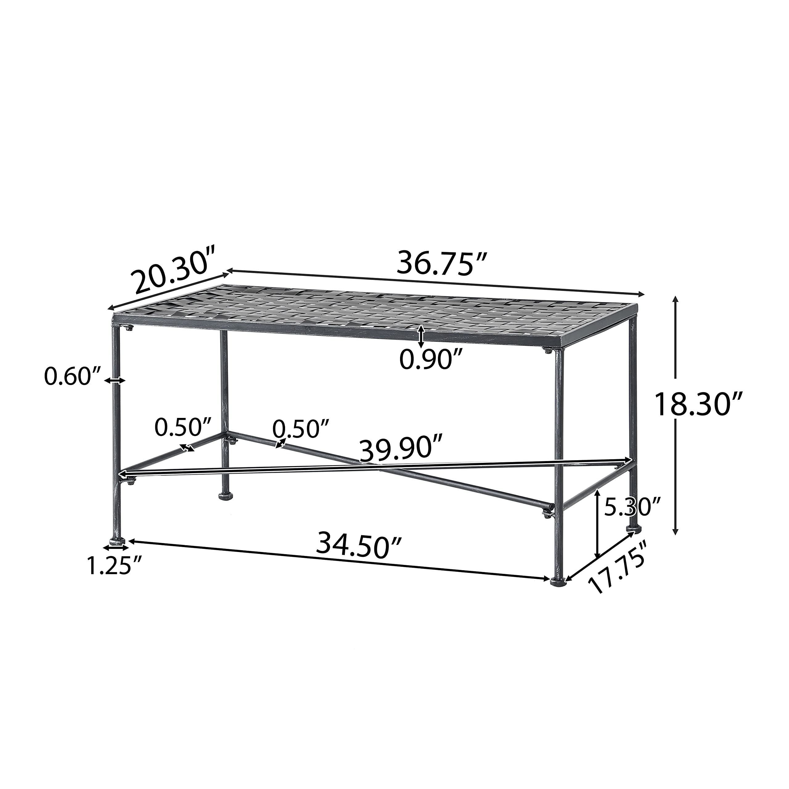Christopher Knight Home Petra Iron Coffee Table, Black Brush Silver - Modern Living Room Centerpiece for Small Spaces & Apartments