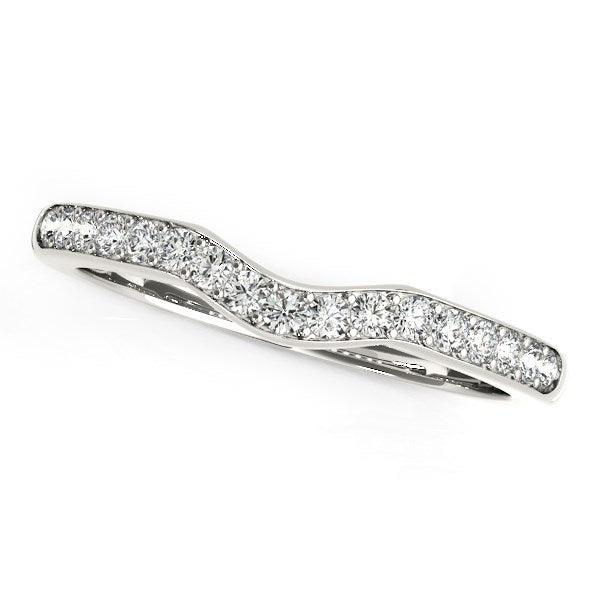14K White Gold Curved Wedding Band Ring (1/4 CTTW) - Elegant Bridal Jewelry for Engagement, Anniversary & Special Occasions