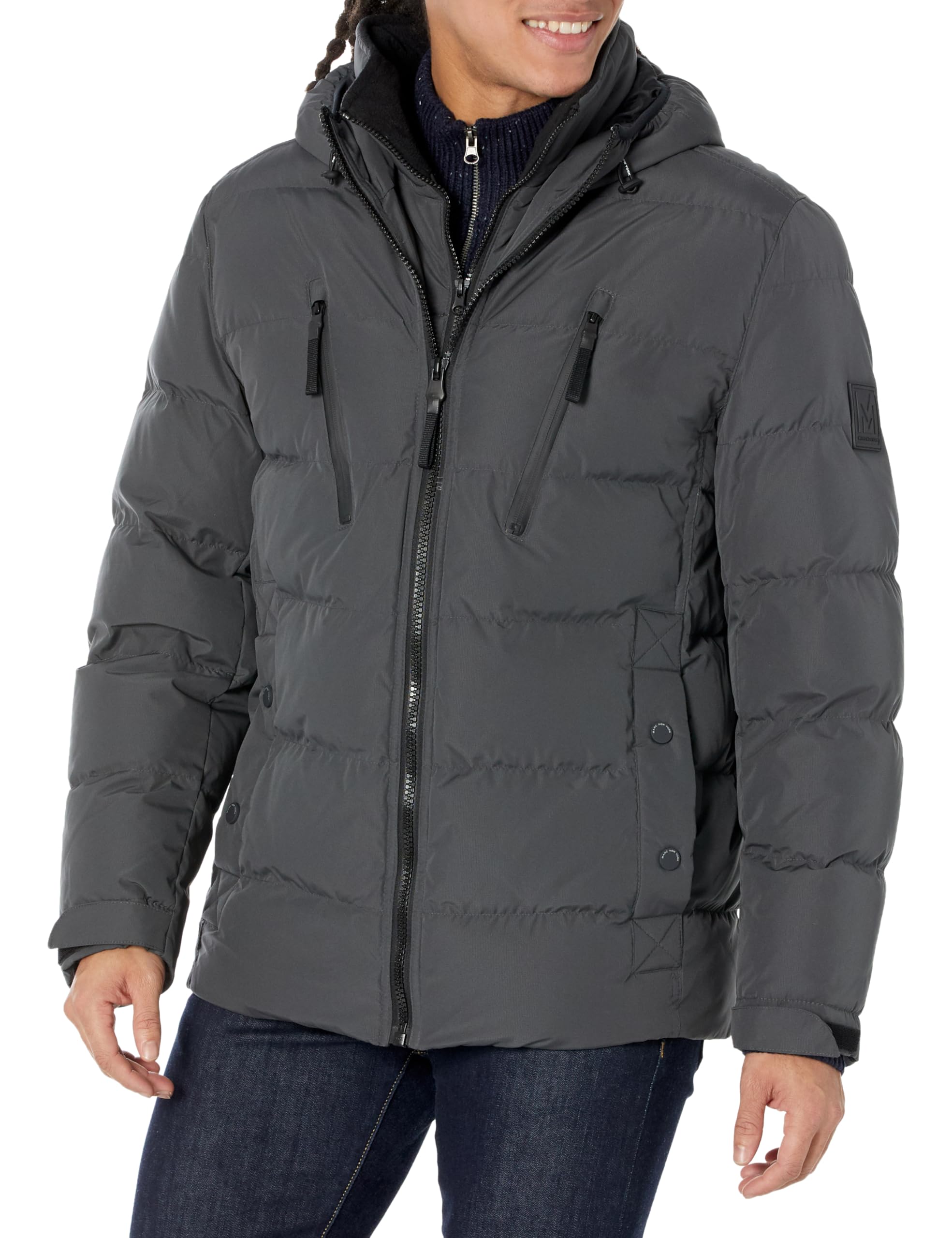 Andrew Marc Men's Water Resistant Montrose Down Jacket - Winter Warm Long Sleeve Coat for Outdoor Activities & Cold Weather Protection