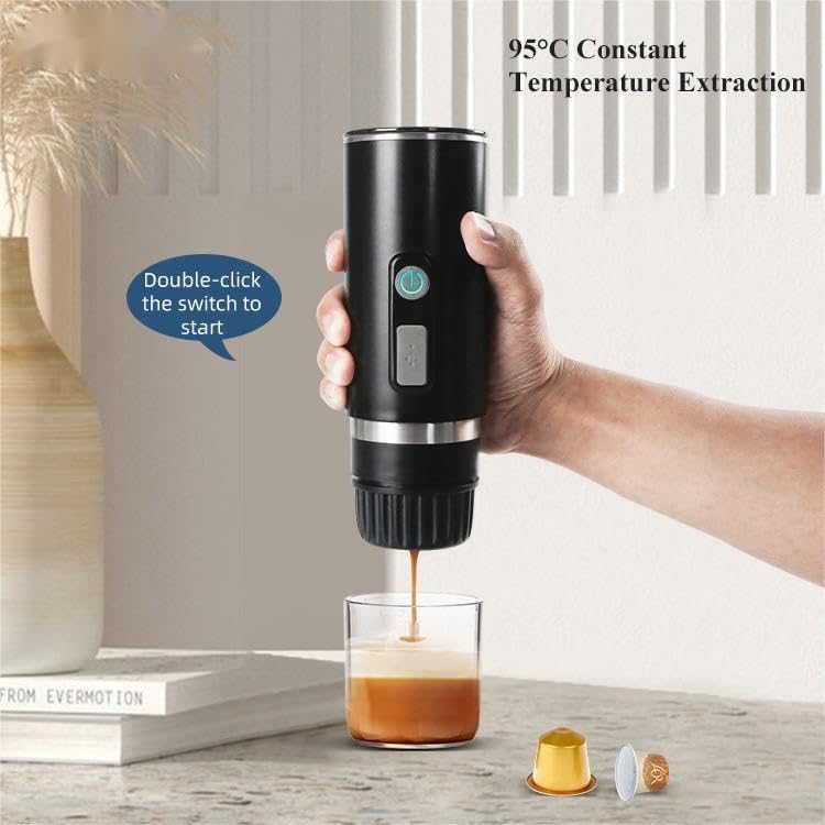 Rainfox Portable Espresso Machine for Coffee Ground & Capsules - Compact Travel Coffee Maker for Car, Camping, Home, Office & RV - Perfect for Road Trips, Outdoor Adventures & Daily Brewing (Model CM01H)