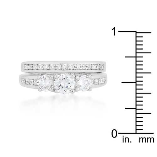 Three Stone Diamond Wedding Ring Set for Women - Elegant Bridal Jewelry for Engagement, Anniversary & Special Occasions