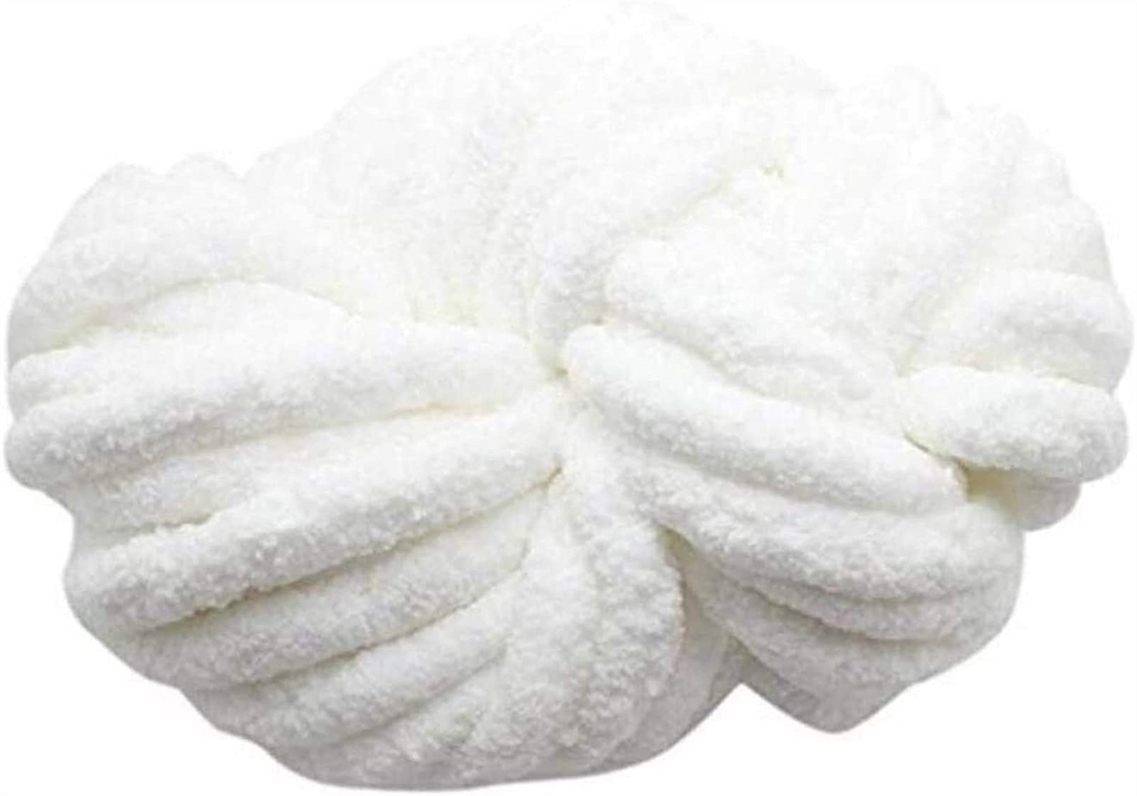 Chenille Wool Yarn for Knitting & Crochet - Thickened Coarse Wool Blanket Yarn, Handmade Ice Strips for Big Blanket Projects (White) | Perfect for DIY Blankets, Scarves, and Home Decor