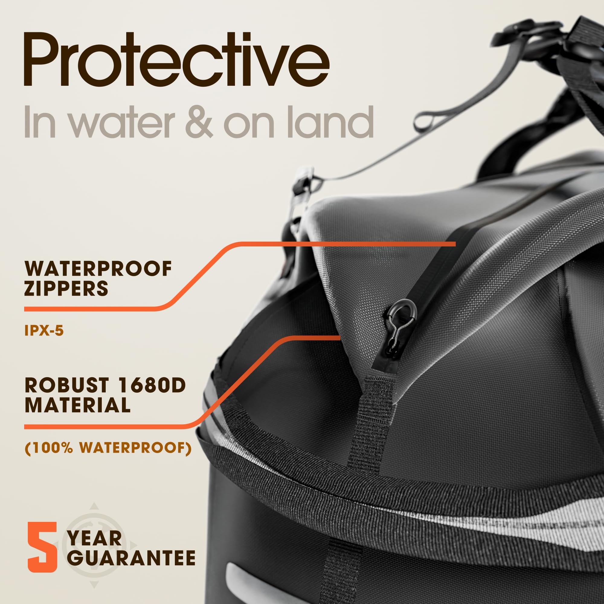 Earth Pak Waterproof Duffel Bag - Large 1680D TPU Heavy Duty Dry Bag for Camping, Kayaking & Boating - 8x8 Popout Pocket Marine Gear - Perfect for Outdoor Adventures, Travel & Water Sports