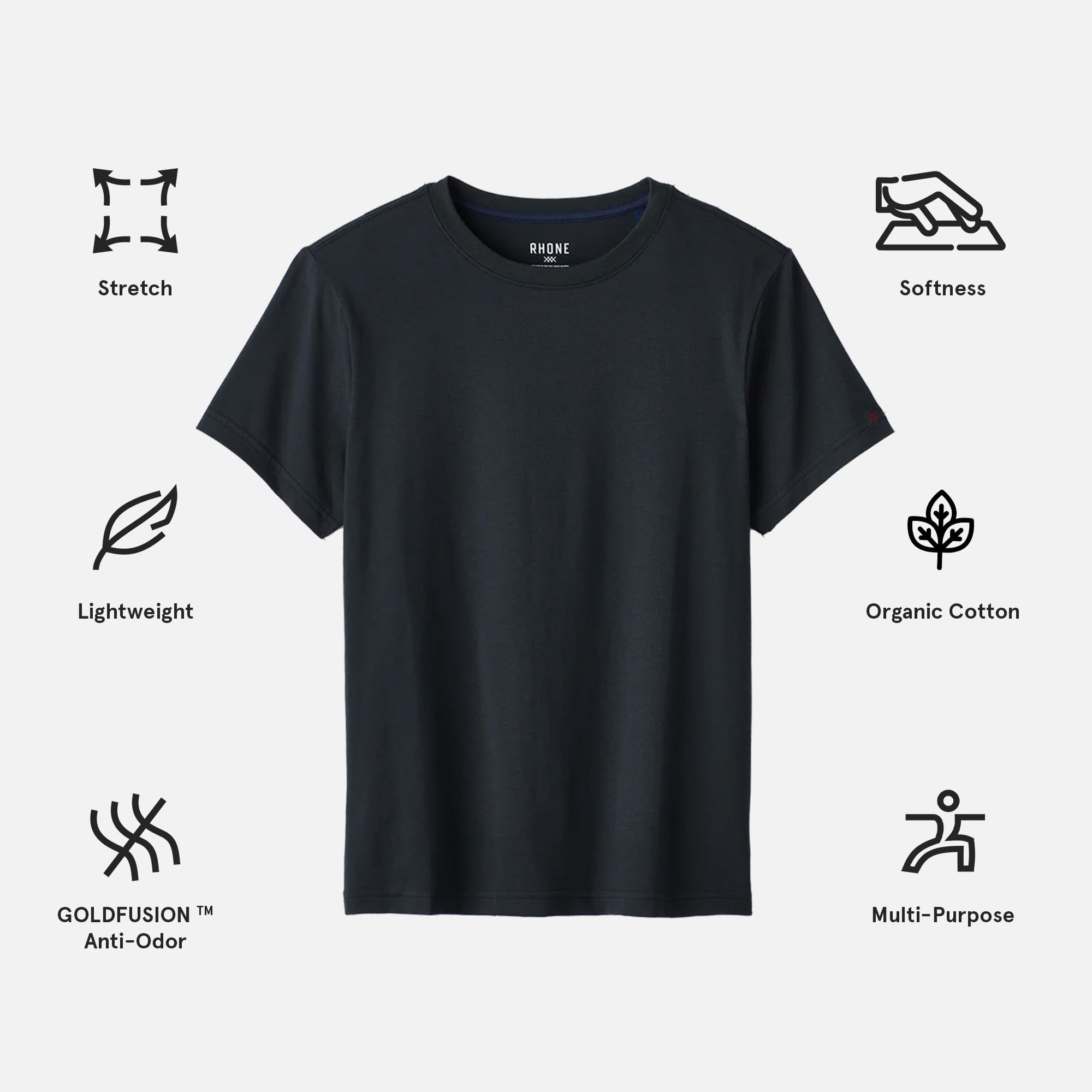 Rhone Element Men's T-Shirts - Ultra-Soft Organic Peruvian Pima Cotton Tee for Everyday Wear | Gym, Workout, Casual & Office Wear