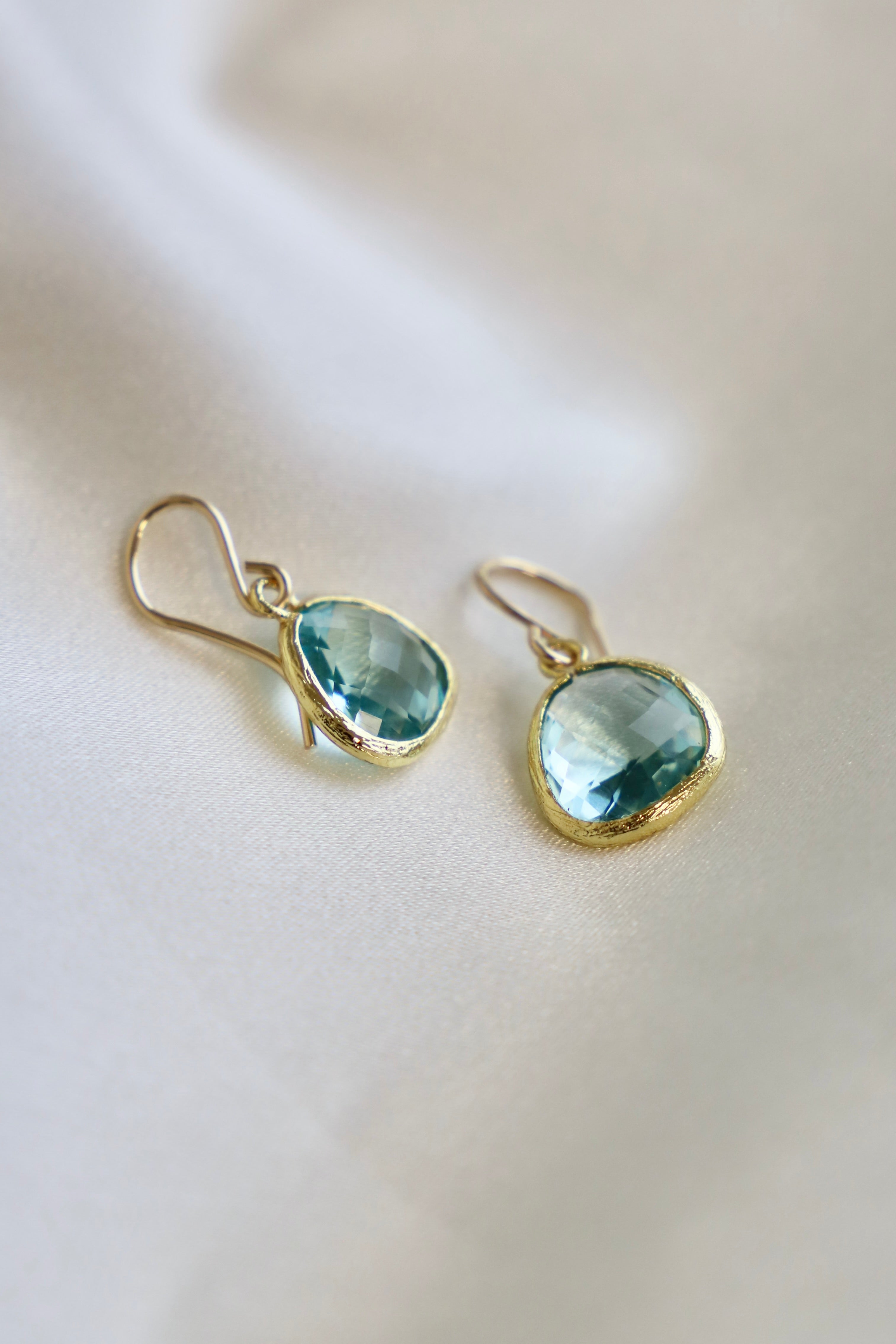Aquamarine Bezel Earrings for Women - Medium Size Blue Gemstone Jewelry - Perfect for Weddings, Parties & Everyday Wear