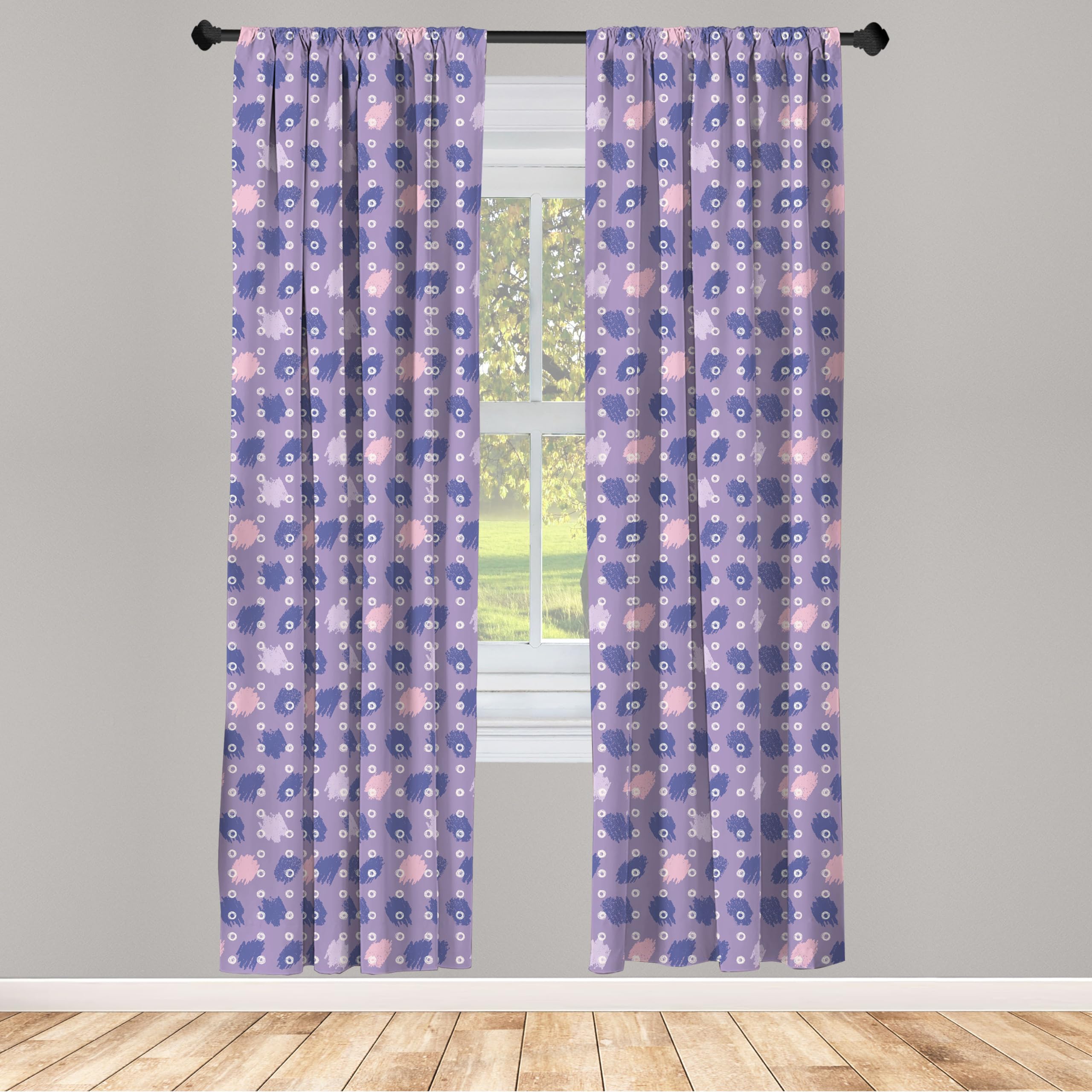 Ambesonne Modern Paintbrush Window Curtains - Violet & Blue Lilac Abstract Design, Lightweight Rod Pocket Drapes 28