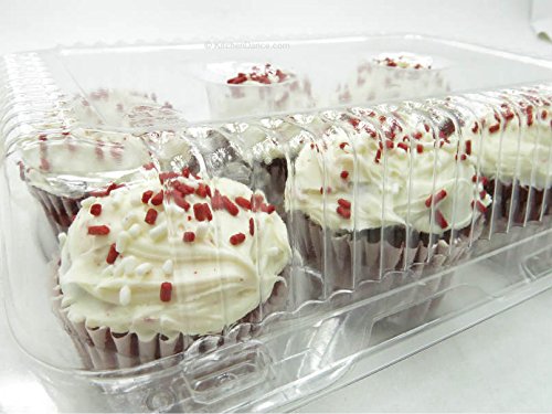 6-Cell Clear Locking Hinged Bakery Containers for Cupcakes, Muffins & Tarts - 300 Pack (CPC-46) - Perfect for Bakeries, Catering & Party Dessert Displays