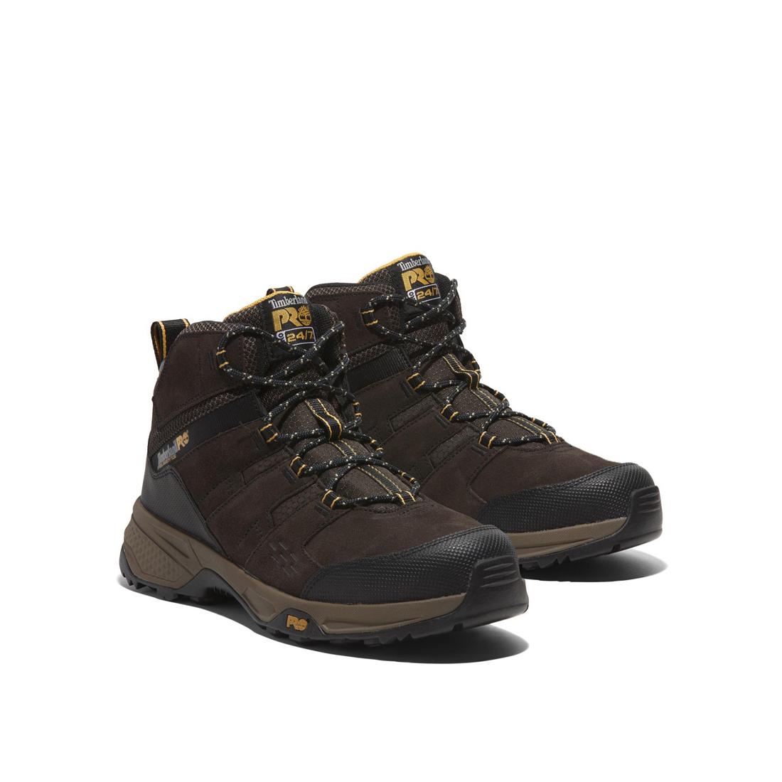 Switchback Lt 6 Inch SD10 Steel Toe Work Boots for Men - Brown/Yellow Safety Shoes - Durable Construction Work Boots for Warehouse, Construction & Outdoor Jobs
