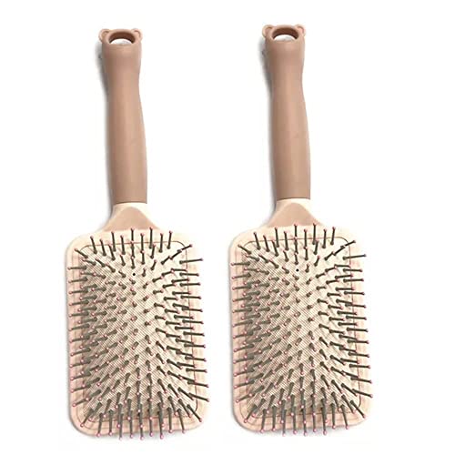 Swilak Professional Large Paddle Brush for Detangling Hair - Air Cushion Comb for Blow Drying, Styling & Straightening - Set of 2 Pink Hair Brushes (Perfect for Thick, Curly & Long Hair at Home/Salon)