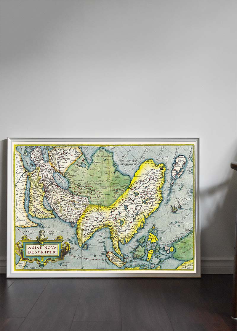 Antique Maps of Asia by Abraham Ortelius from 1570 - Vintage World Map Collection for Home Decor, Study & Gift