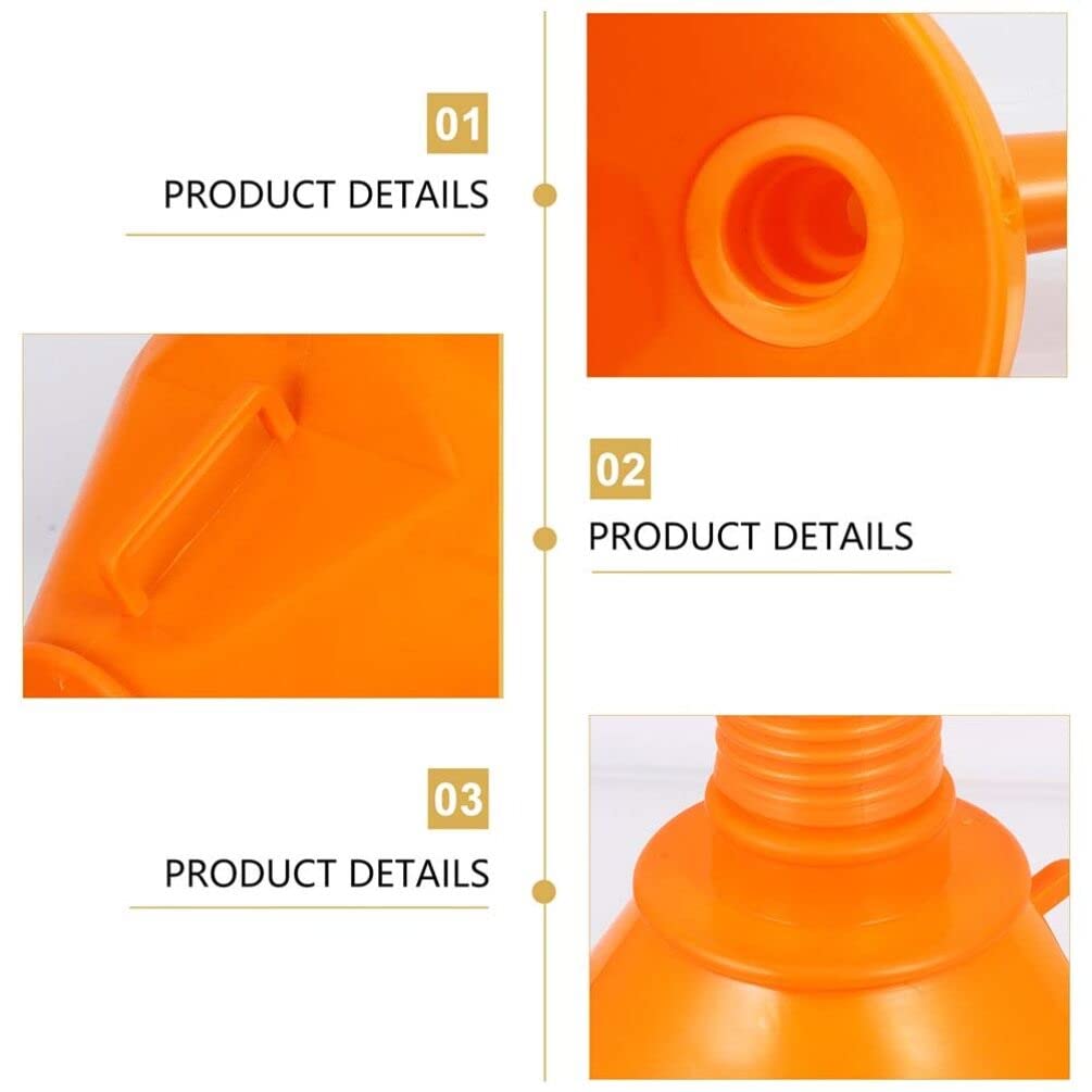 VICASKY Right Angle No-Spill Automotive Funnel - 2 Pack Orange Plastic Multi-Purpose Filling Funnel for Cars, Motorcycles, ATVs & Lawn Mowers - Perfect for Oil Changes, Fluid Transfers & DIY Maintenance