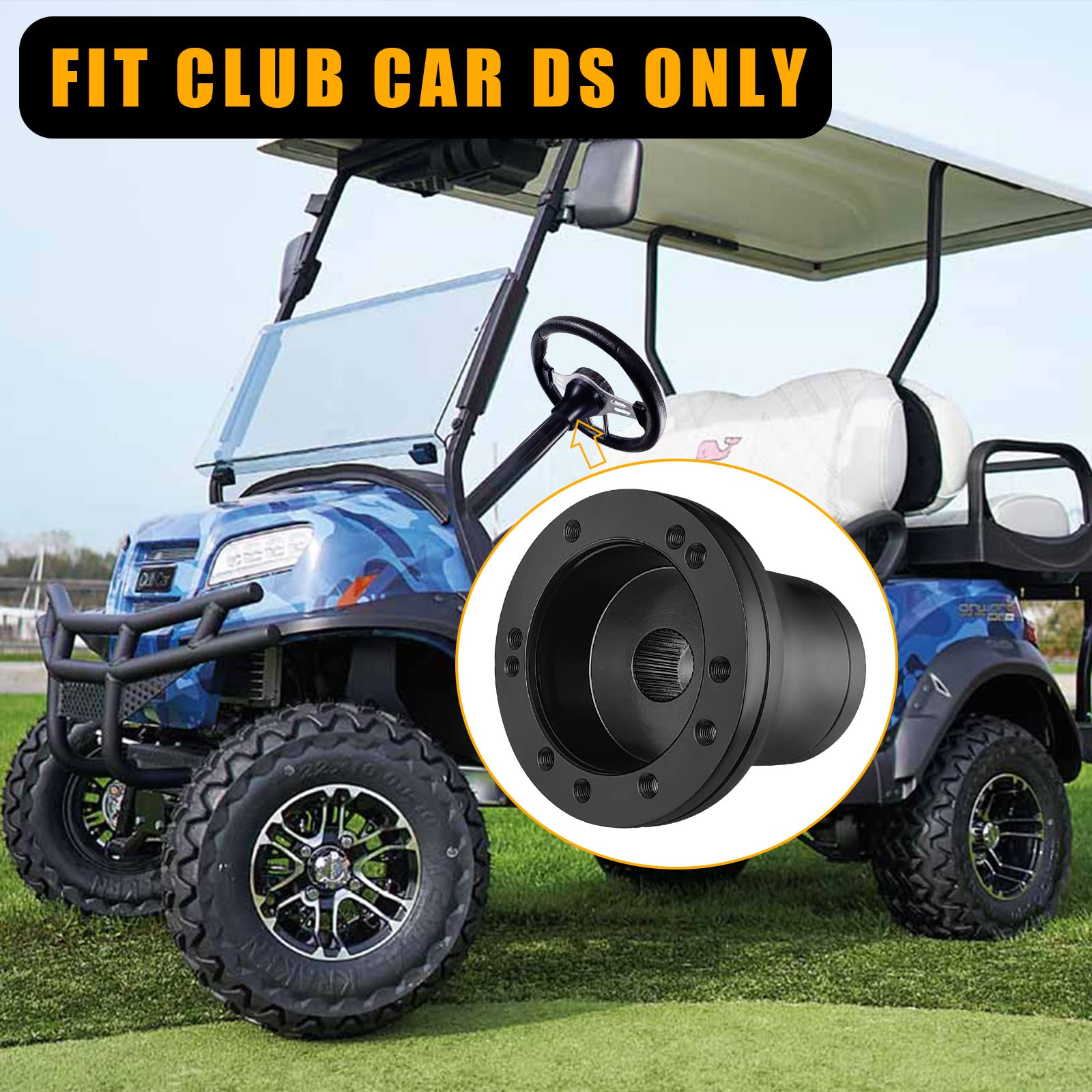 Golf Cart Steering Wheel Adapter for Club Car DS 1984+ | Chrome Steering Wheel Hub Adapter | Compatible with Golf Carts, Utility Vehicles & Neighborhood Electric Vehicles (NEVs)