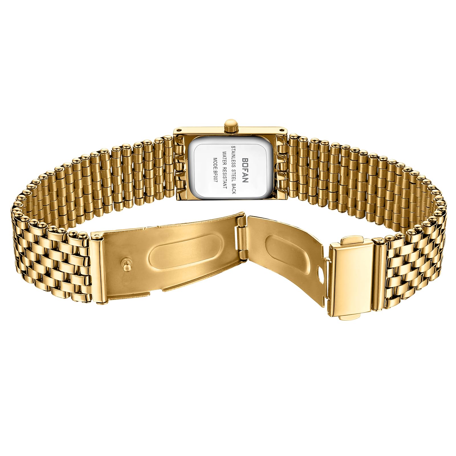 Luxury Gold Watches for Women - Stainless Steel Quartz Wristwatch with Square Dial, Waterproof & Adjustable Band (Includes Tool) - Perfect for Casual Wear, Office & Special Occasions