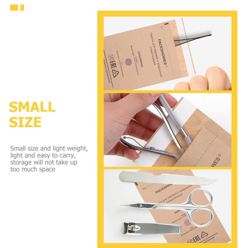 30PCS Self-Sealing Sterilization Pouches | Disposable Kraft Paper Bags for Nail Art Tools, Dental Instruments & Beauty Supplies | Perfect for Salon, Clinic & Home Use