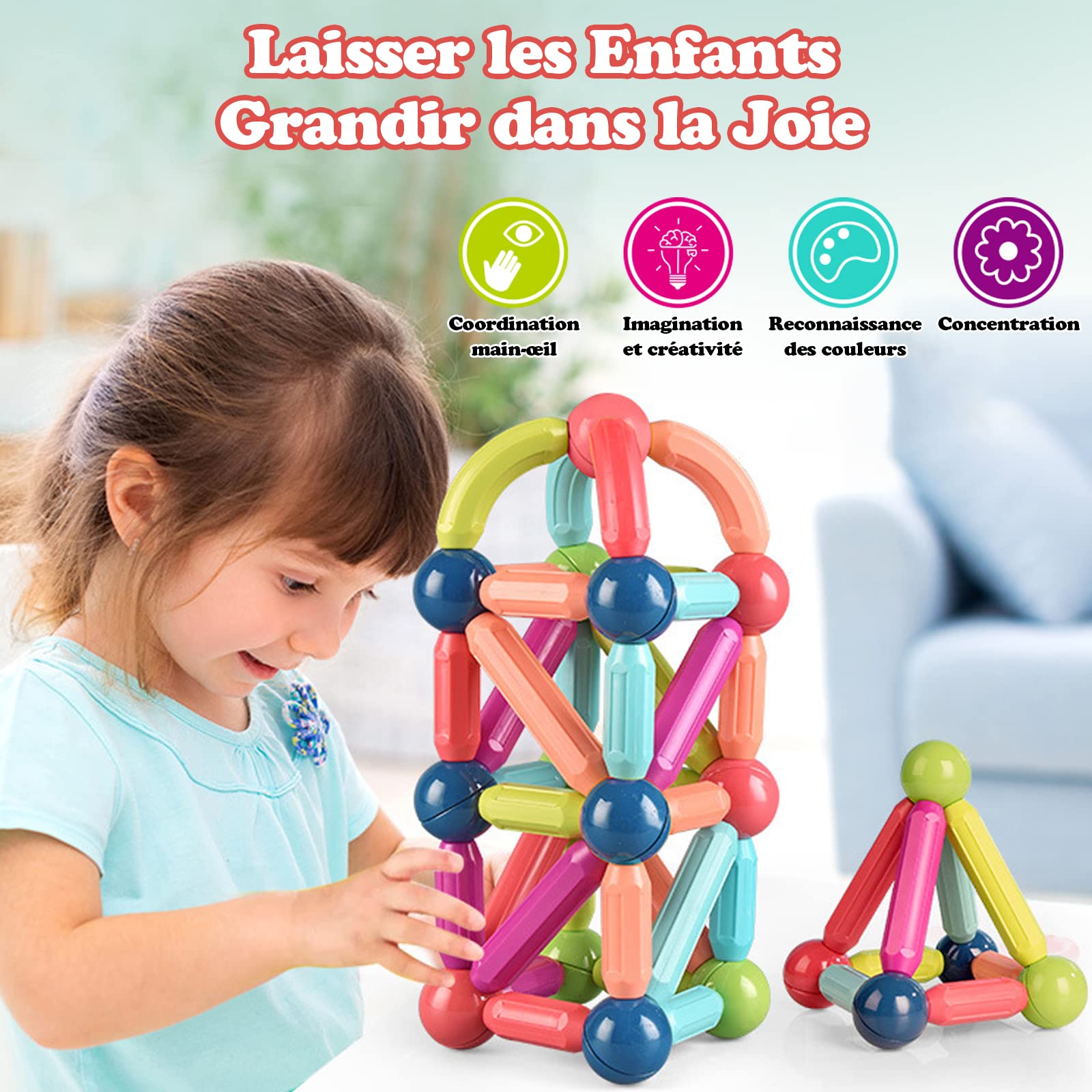 VEGCOO 36PCS Magnetic Building Blocks for Kids - STEM Construction Toys for Ages 3+ | Birthday Gift & Learning Play
