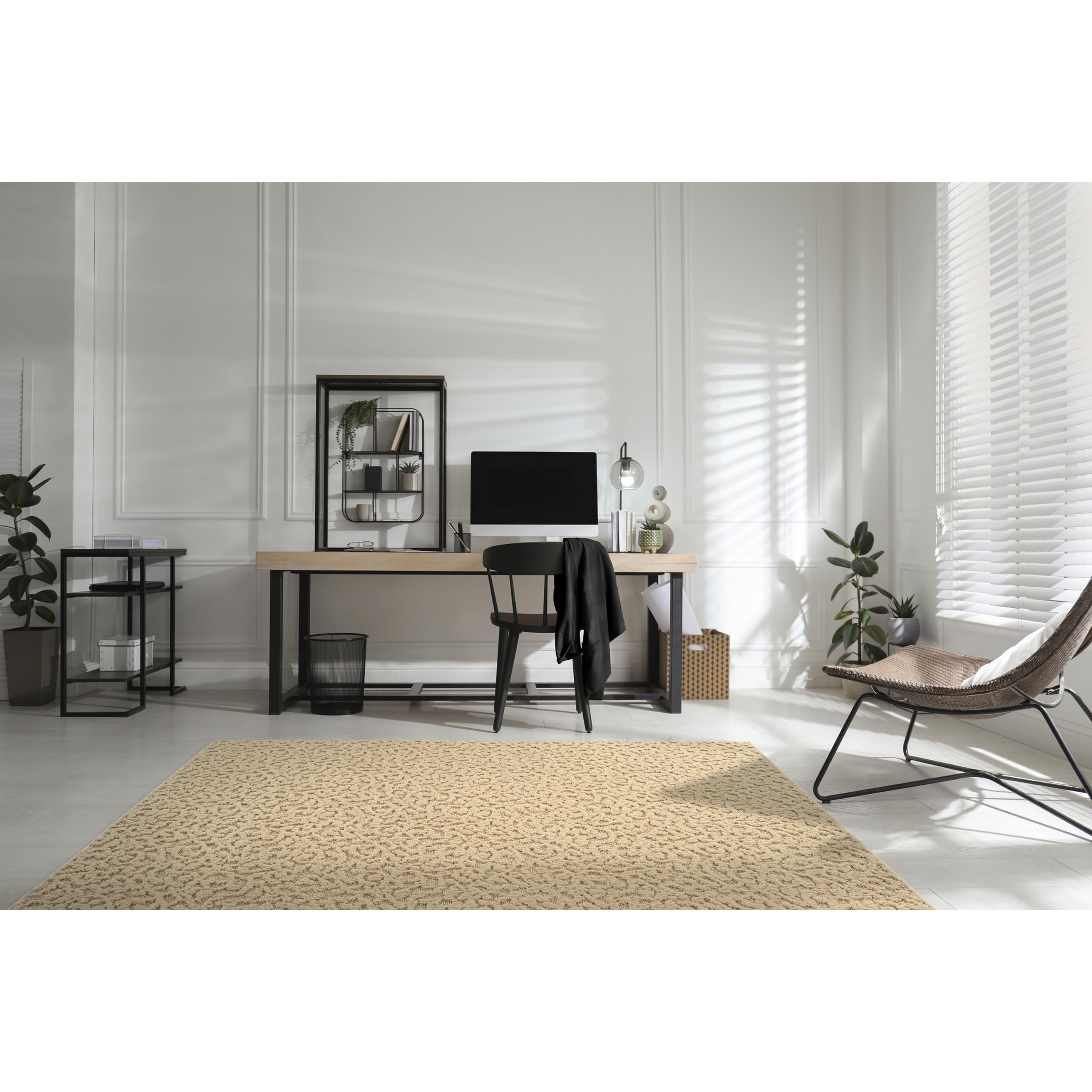 Premium 12x12 Feet Tan Ivy Pattern Area Rug - Soft Non-Slip Living Room Carpet for Home Decor, Bedroom & Dining Room - Garland Rug Collection