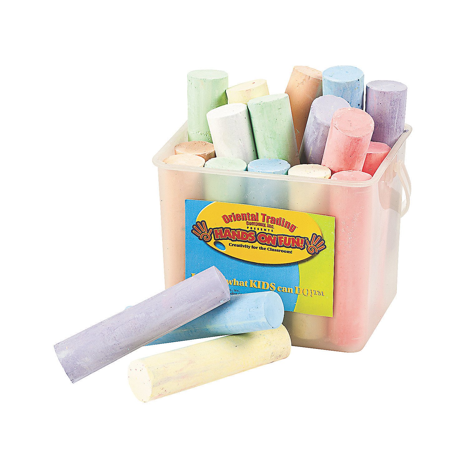 Fun Express Jumbo Sidewalk Chalk Set - 20 Piece Bucket for Kids Outdoor Art & Play - Perfect for Easter Basket Stuffers, Birthday Gifts & Summer Activities