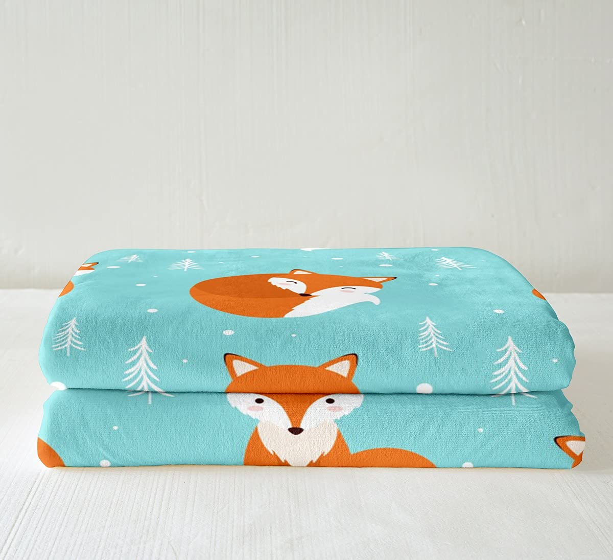 Soft 3D Fox Throw Blanket for Kids - Kawaii Animal Theme Fleece Blanket 60x80 Inches, Twin Size Super Plush & Cozy for Bed, Sofa, Couch - Perfect Cute Bedroom Decor & Woodland Themed Gift for Girls