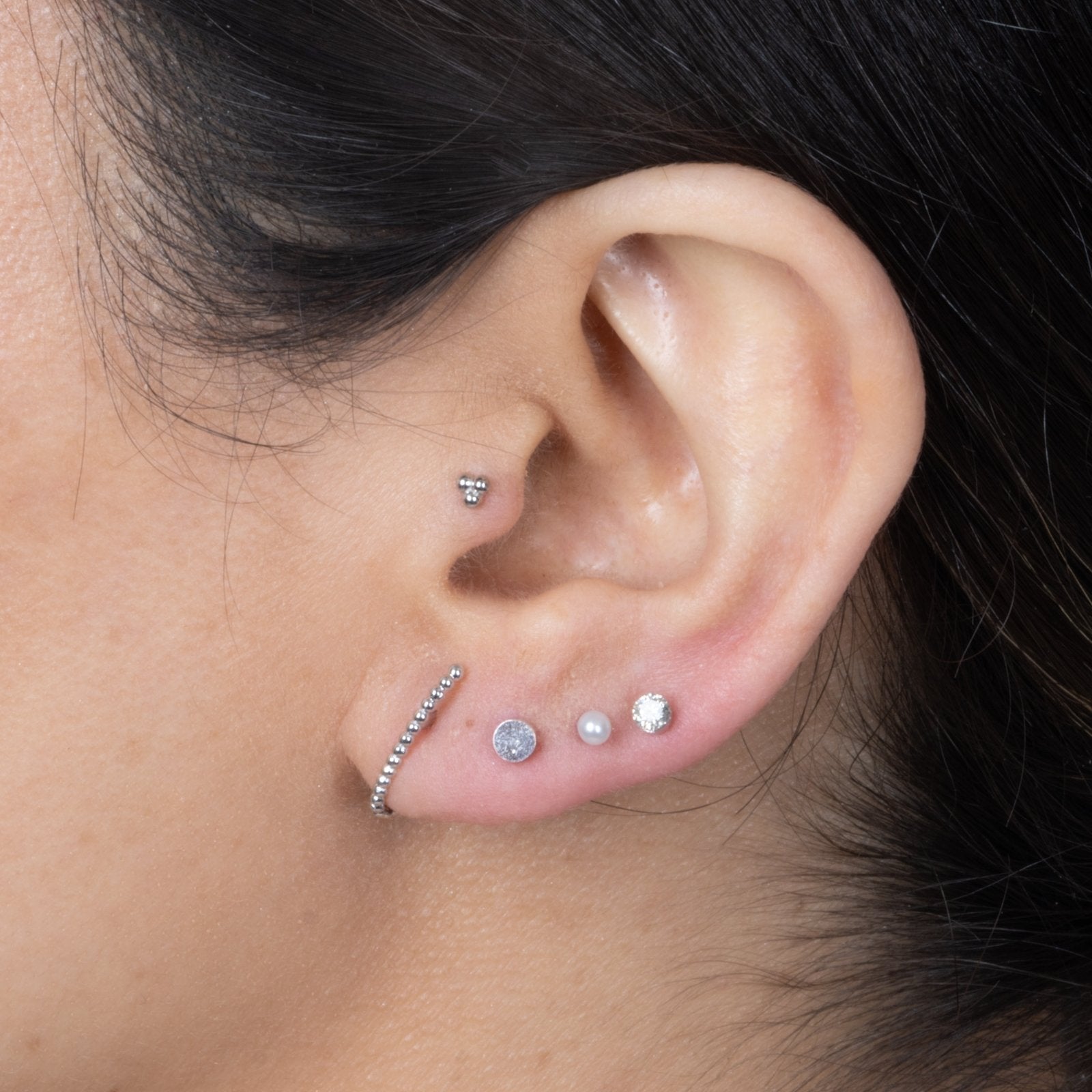 14K White Gold Pearl Flat Back Stud Earrings - Elegant & Hypoallergenic for Daily Wear, Parties & Special Occasions