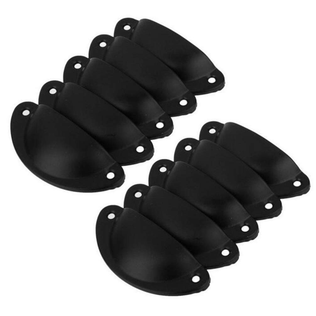 Vintage Brass & Iron Drawer Pulls - 10 Pack Black Semicircle Cabinet Handles for Dressers, Closets, Kitchen & Medicine Cabinets - Classic Vintage Hardware for Home Decor & Furniture Upgrade