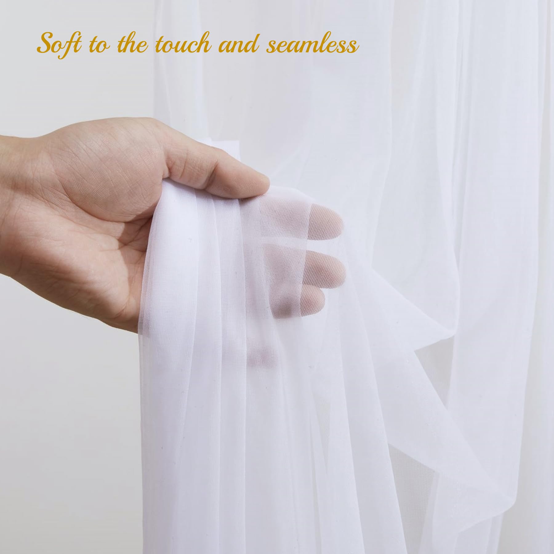 10×10ft White Tulle Backdrop Curtain with Fairy Lights - Sheer Wedding Party Decor, Photo Booth Background, Birthday Celebration Drapes for Home & Event Decorations