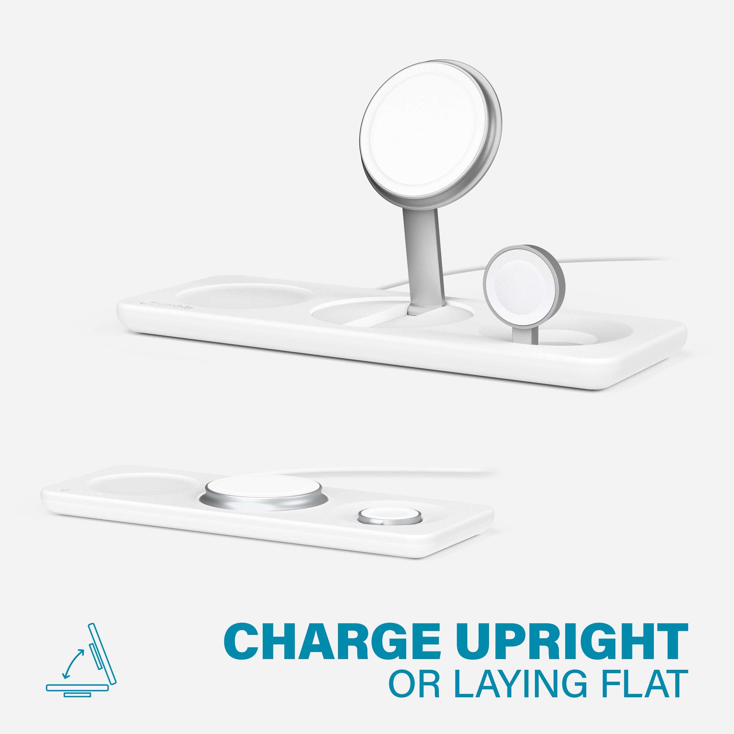 3-in-1 Fast Wireless Charging Stand for iPhone, Samsung & AirPods - Multi-Device Charging Station for Home, Office & Nightstand (PODIUM Wireless Charger)