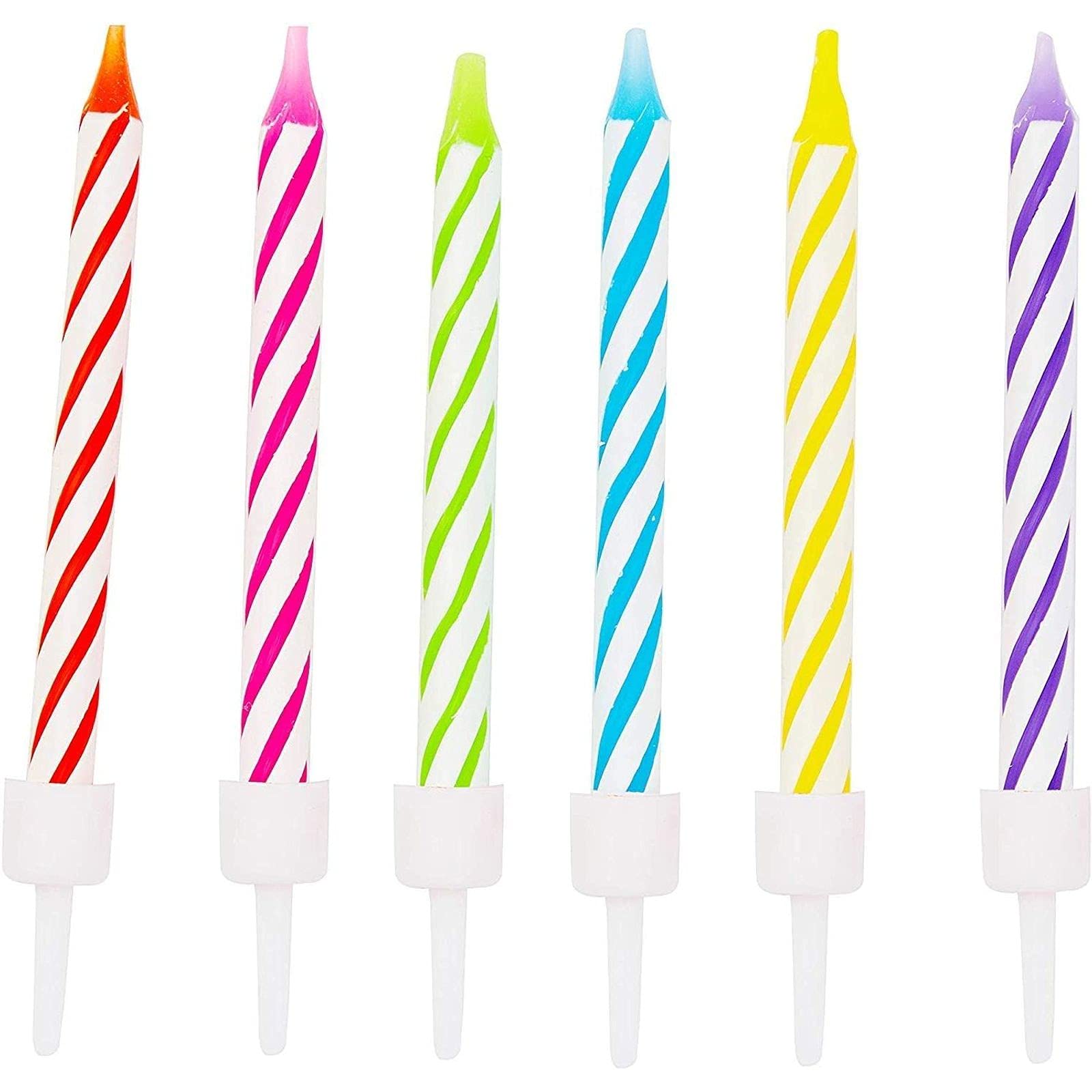 154-Piece Rainbow Striped Number Candles 0-9 - Cake Topper Decorations with Holders for Birthday Parties, Weddings & Celebrations - Perfect for DIY Cake Decorating and Festive Events