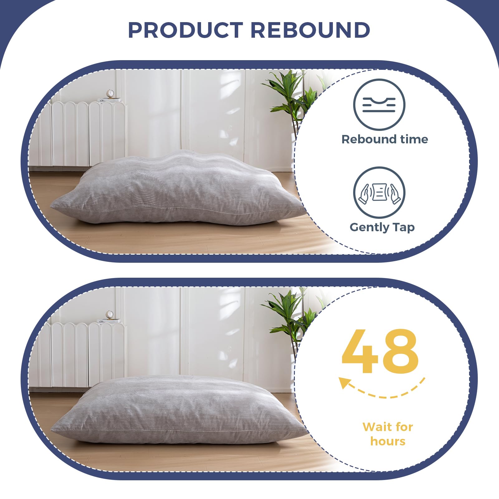 MAXYOYO 3-in-1 Bean Bag Chair - Giant Comfy Pillow Lounger for Living Room, Bedroom & Dorm - Soft Grey Memory Foam Furniture for Relaxing, Gaming & Reading