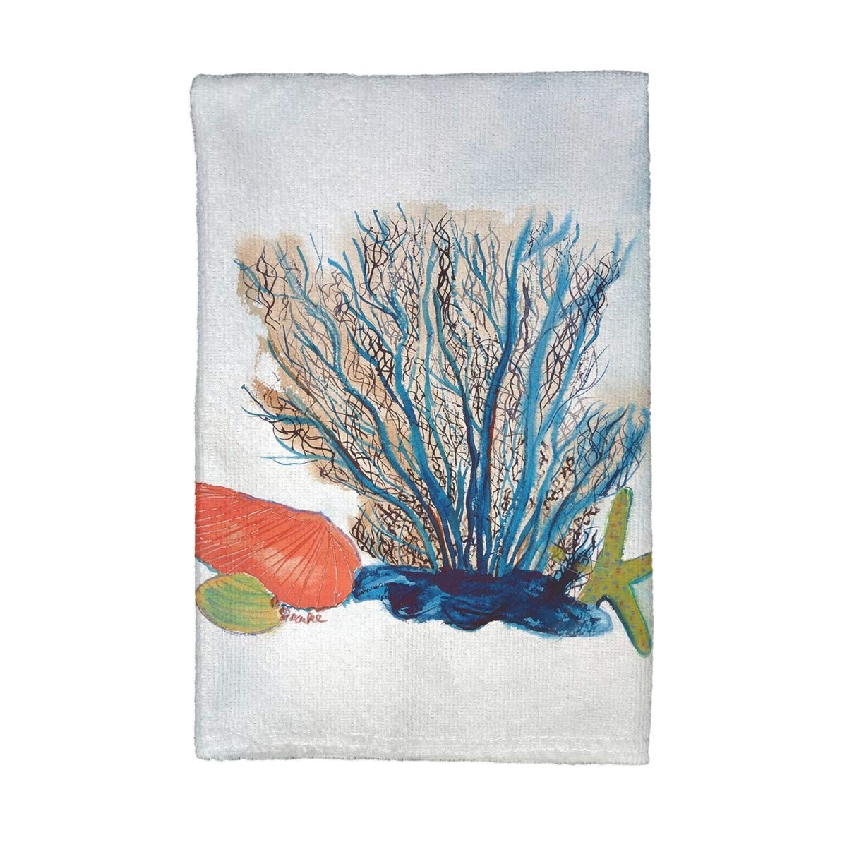 Betsy Drake KT1070 Coral & Shells Kitchen Towel Set - Absorbent & Decorative Dish Towels for Cooking, Baking & Kitchen Decor - Perfect for Beach House, Coastal & Nautical Themed Kitchens
