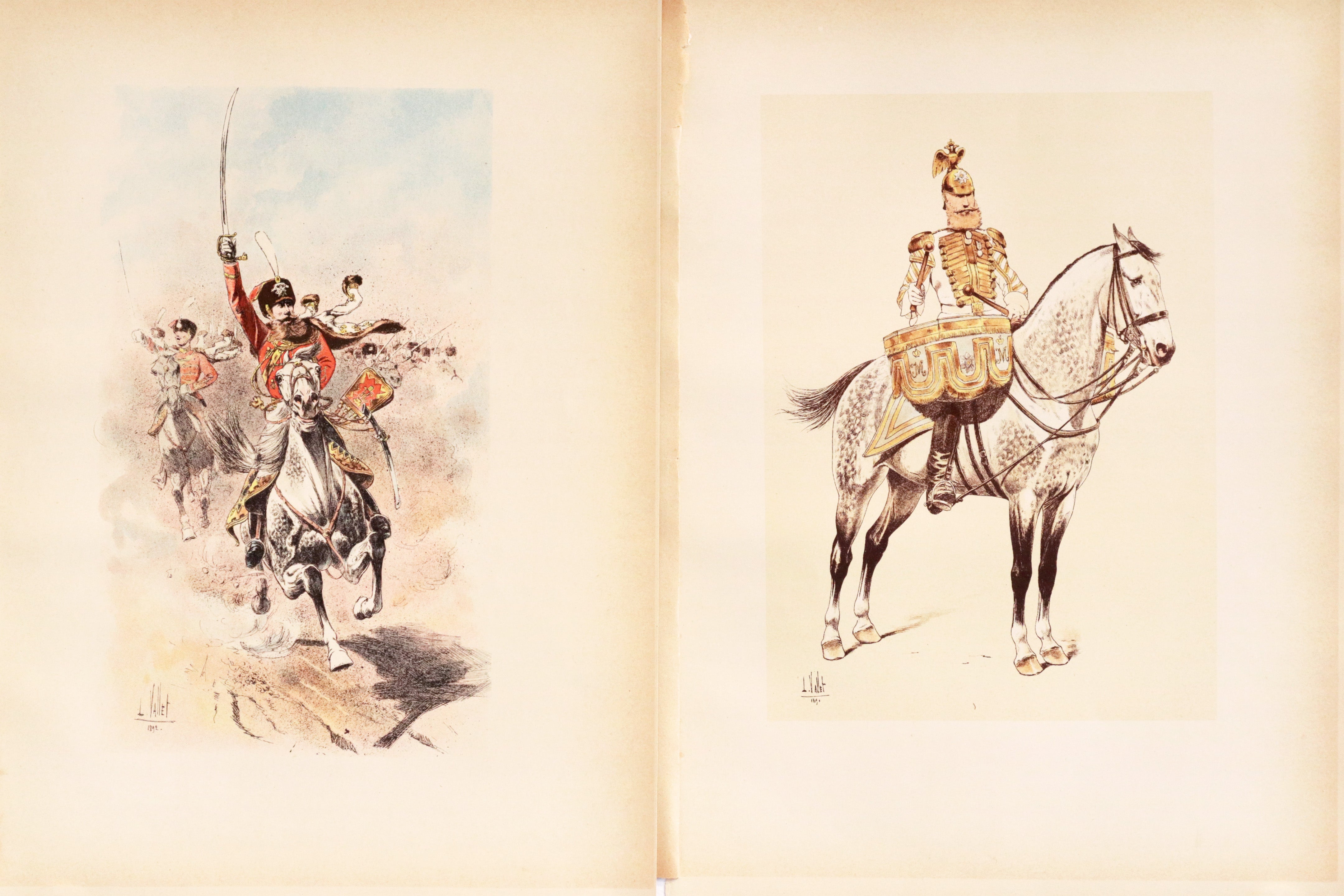 Antique 1893 French Cavalry Lithographs by Firmin Didot & Vallet - Set #29 | Vintage Military Art Prints for Home Decor, Office Wall Art & Historical Collectibles