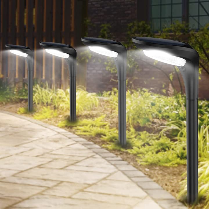 JSOT 150 Lumen Solar Outdoor Lights 4 Pack - Waterproof Solar Pathway Lights for Garden, Walkway, Yard, Driveway - Landscape Lighting & Holiday Decor - Perfect for Patio, Deck, Backyard & Outdoor Events