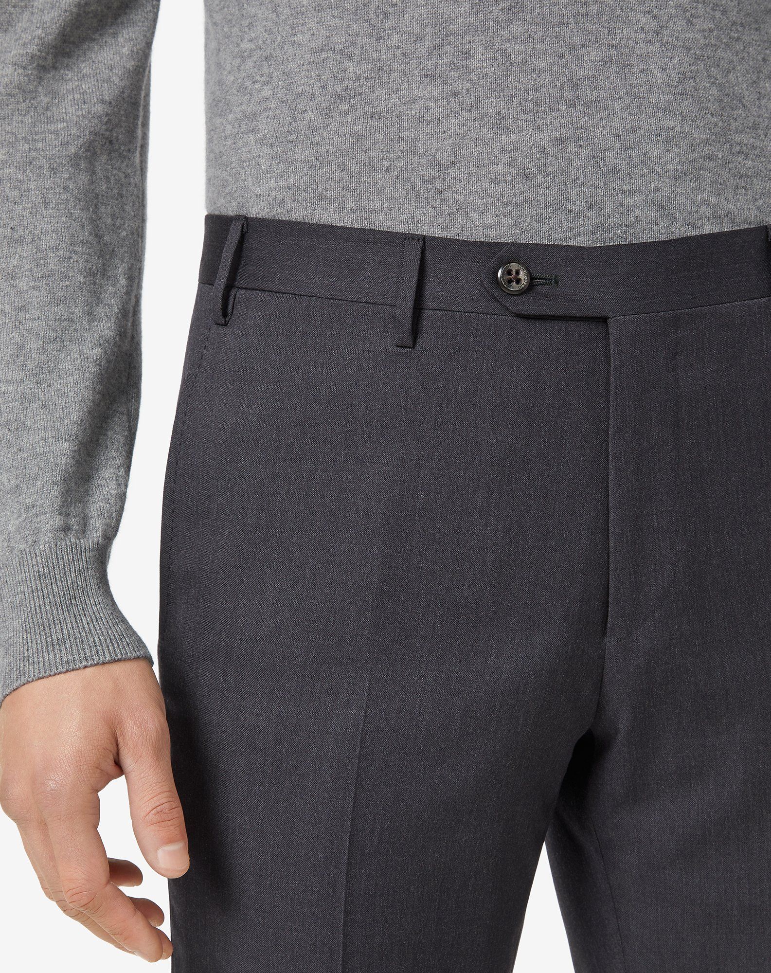 Corneliani Men's Regular Fit Charcoal Dress Pants - Classic Business & Formal Trousers for Office Wear & Special Occasions