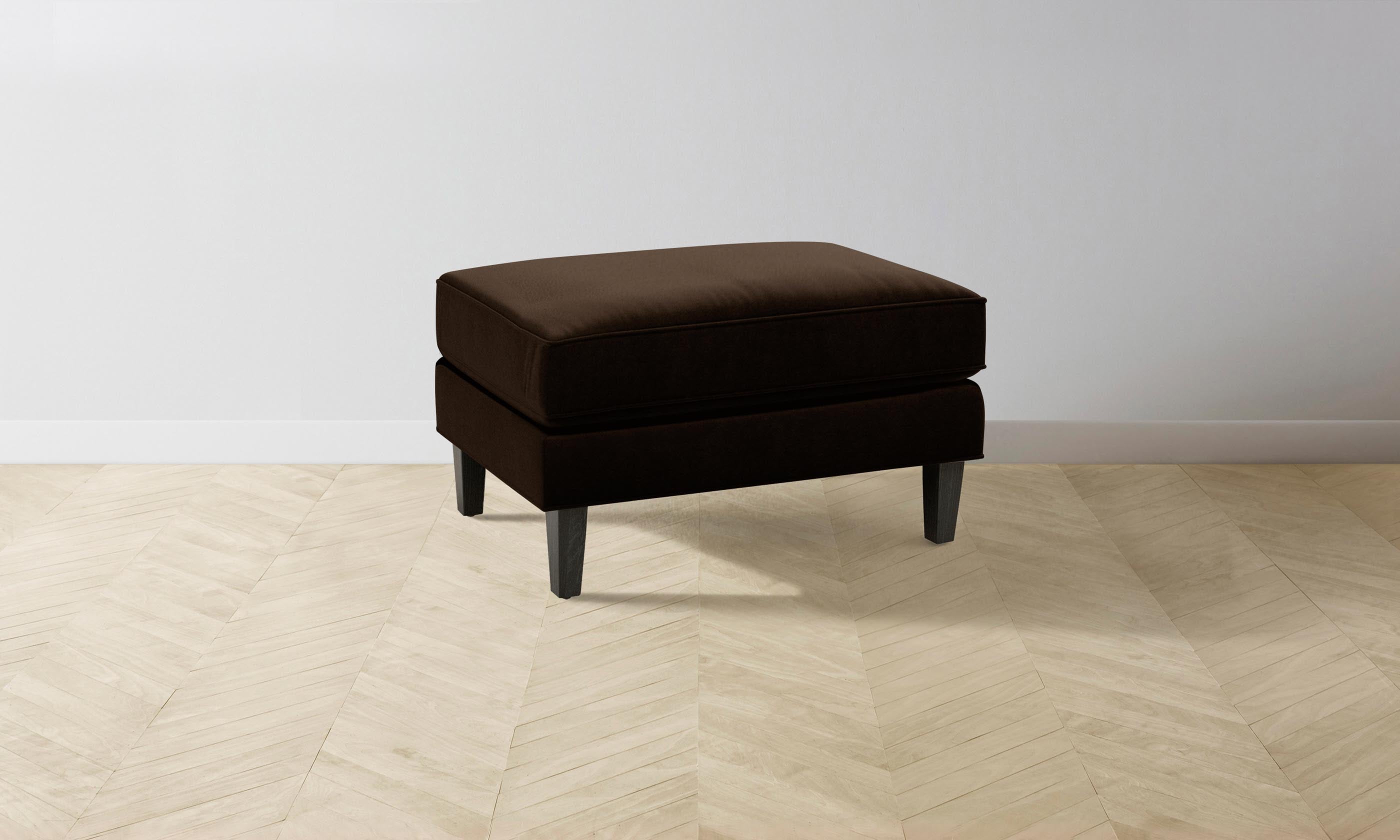 Premium Crosby Ottoman with Luxurious Mohair Upholstery in Rich Chocolate Brown - Perfect for Living Room, Bedroom, or Home Office Decor