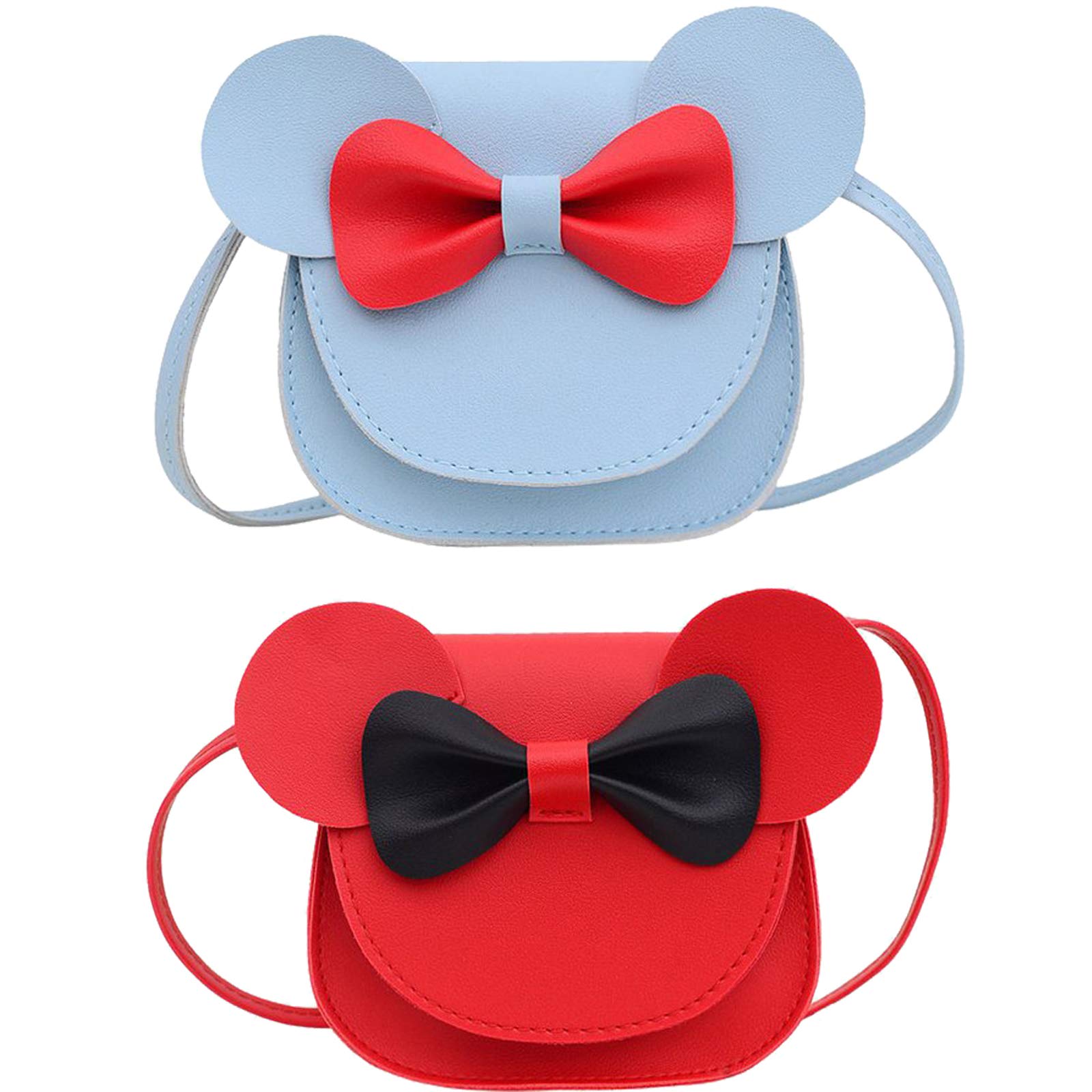 SOTOGO 2 Pack Toddler Crossbody Purse for Little Girls - Cute Bow Design Mini Shoulder Bag & Handbag - Perfect for Birthday Gifts, Dress-Up Play, and Everyday Use