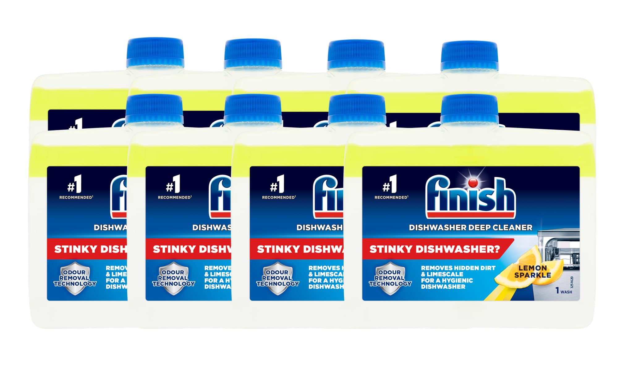 Finish Dishwasher Cleaner LEMON - Pack of 8 | Deep Cleans & Freshens Dishwasher | Removes Limescale & Buildup | For All Dishwasher Brands | Ideal for Kitchen, Home & Restaurant Use