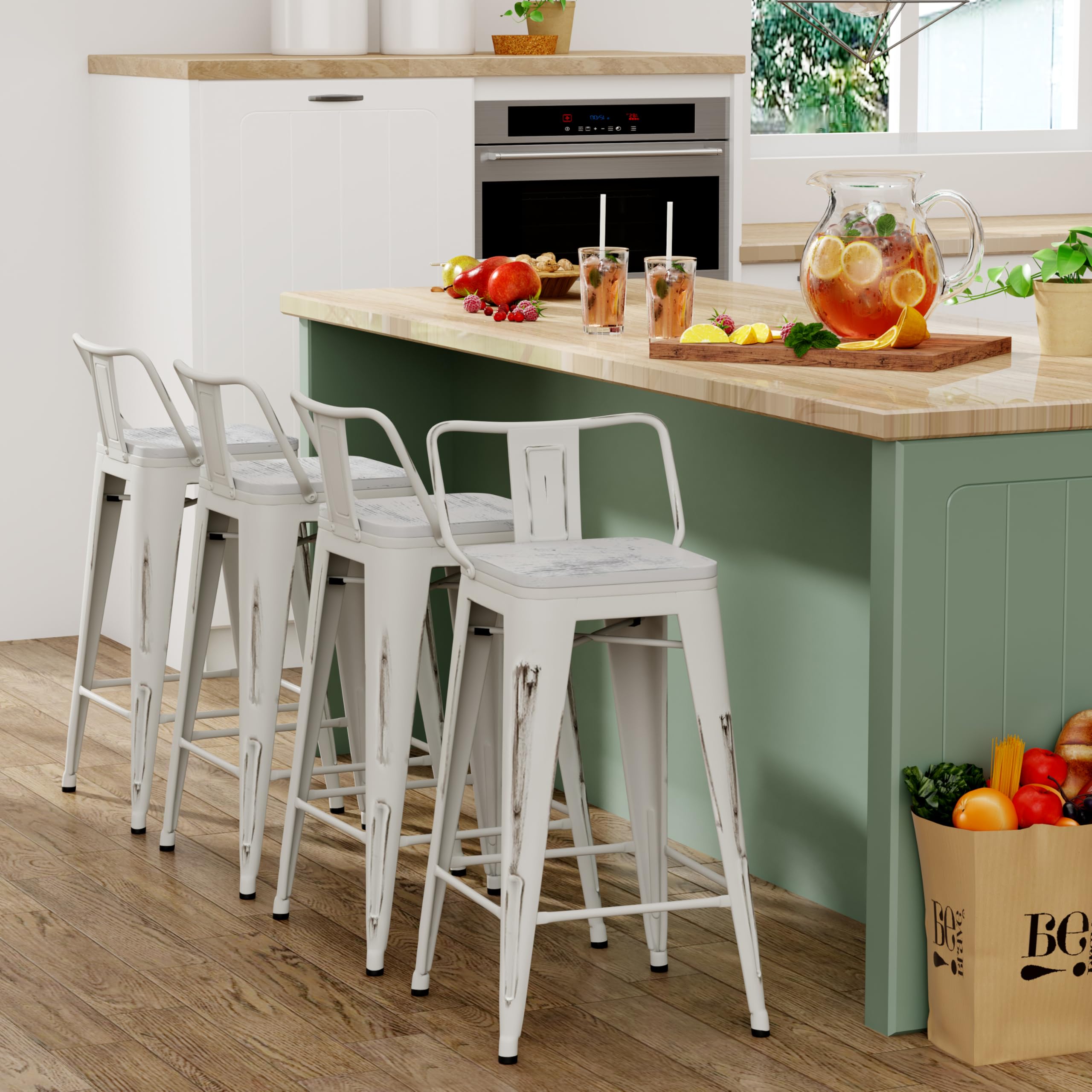 Yongchuang Industrial Metal Barstools Set of 4 - 24