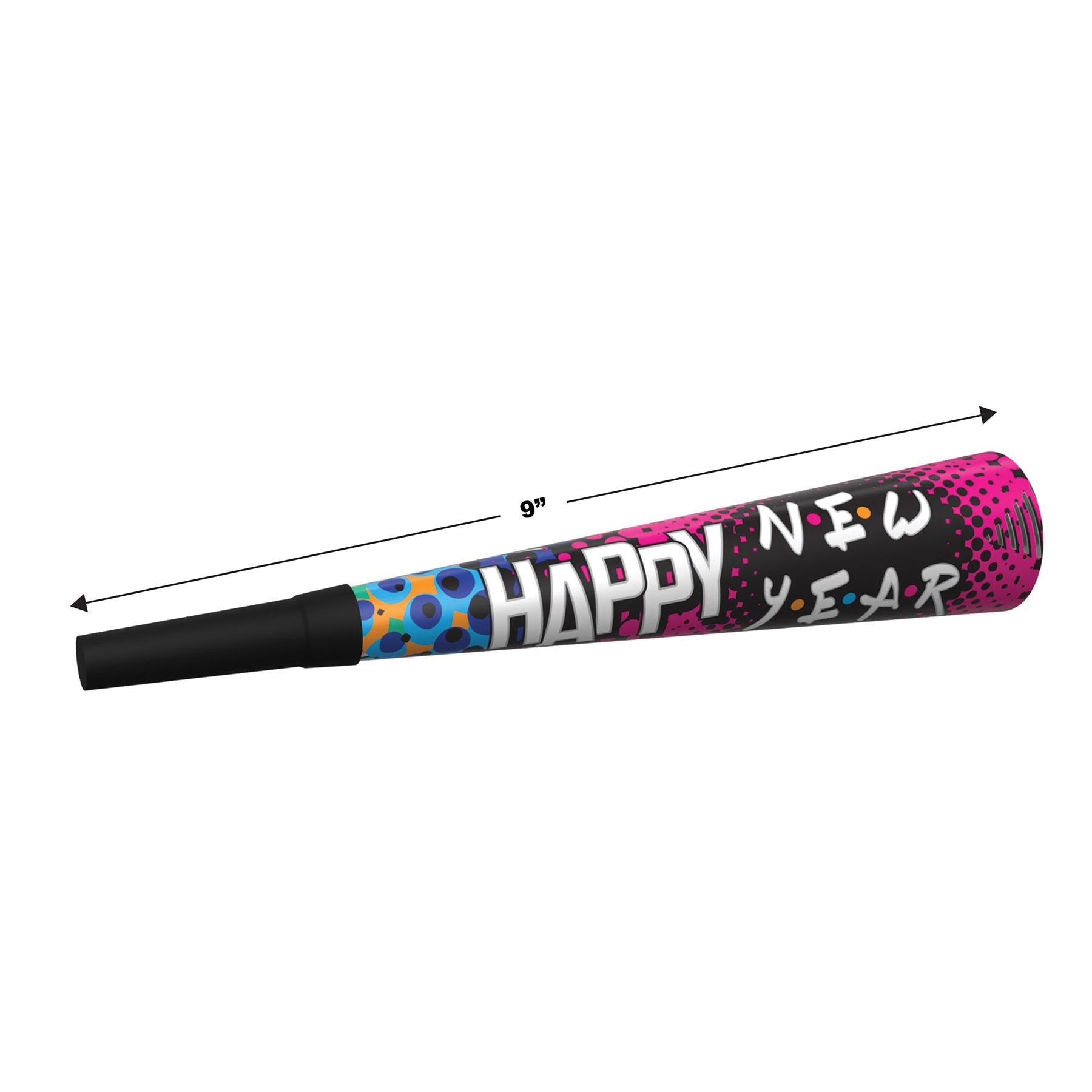 100 Pack Beistle 90's Happy New Year Horns - Party Blowers for New Year's Eve, Birthday, Graduation & Celebration Events - Fun Noisemakers for Adults & Kids