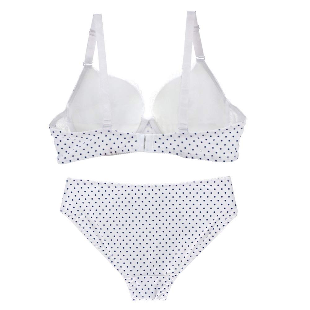 Swbreety Women's Satin Lace Polka Dot Underwire Bra and Panty Set with Bowknot - Sexy Lingerie for Valentine's Day, Anniversary Gift or Romantic Night