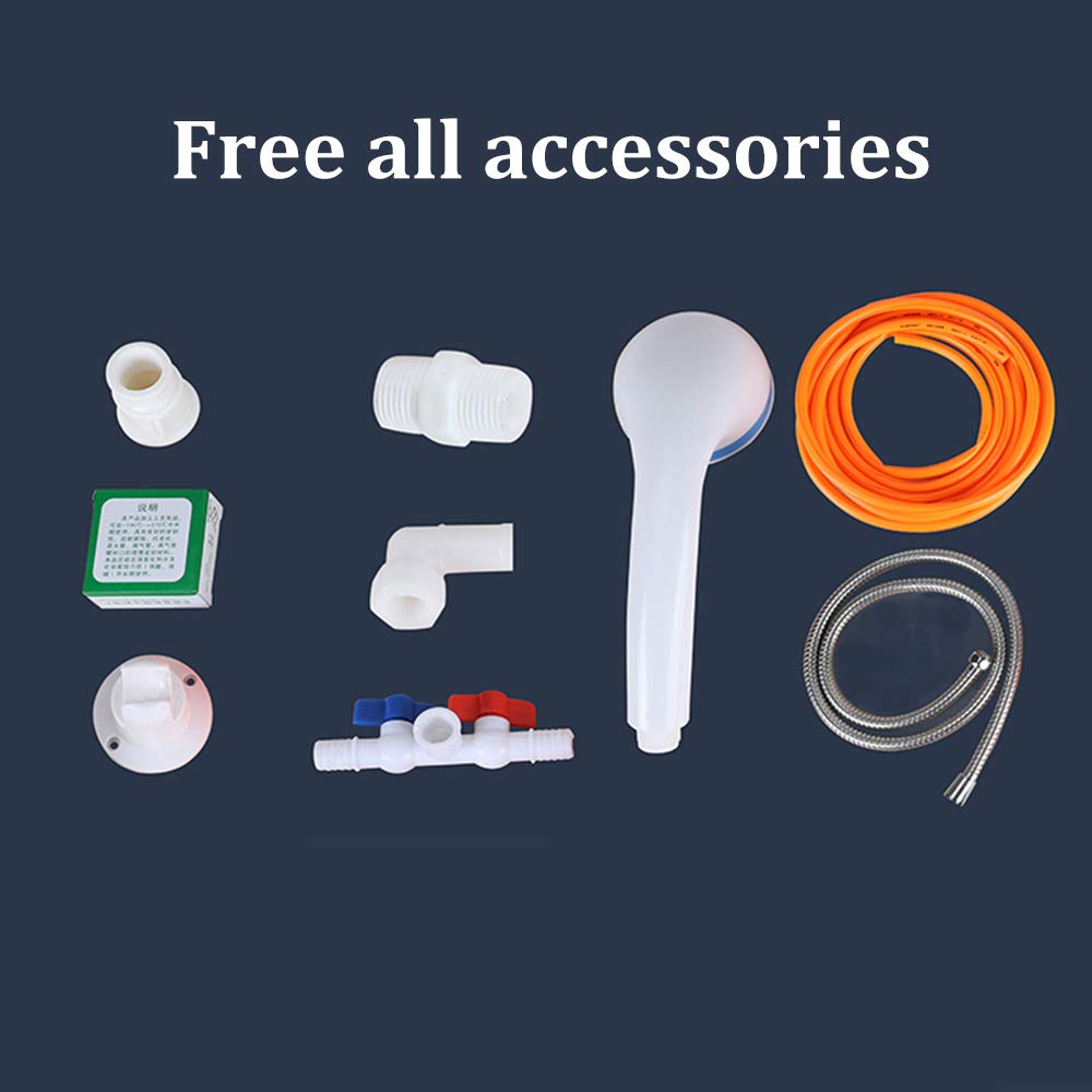 Outdoor Camping Water Storage Tank with Shower Head & Hose - Portable Plastic Water Container for Emergency, Travel, Solar Heating - Perfect for Camping, Hiking, Home Bath & Shower Use
