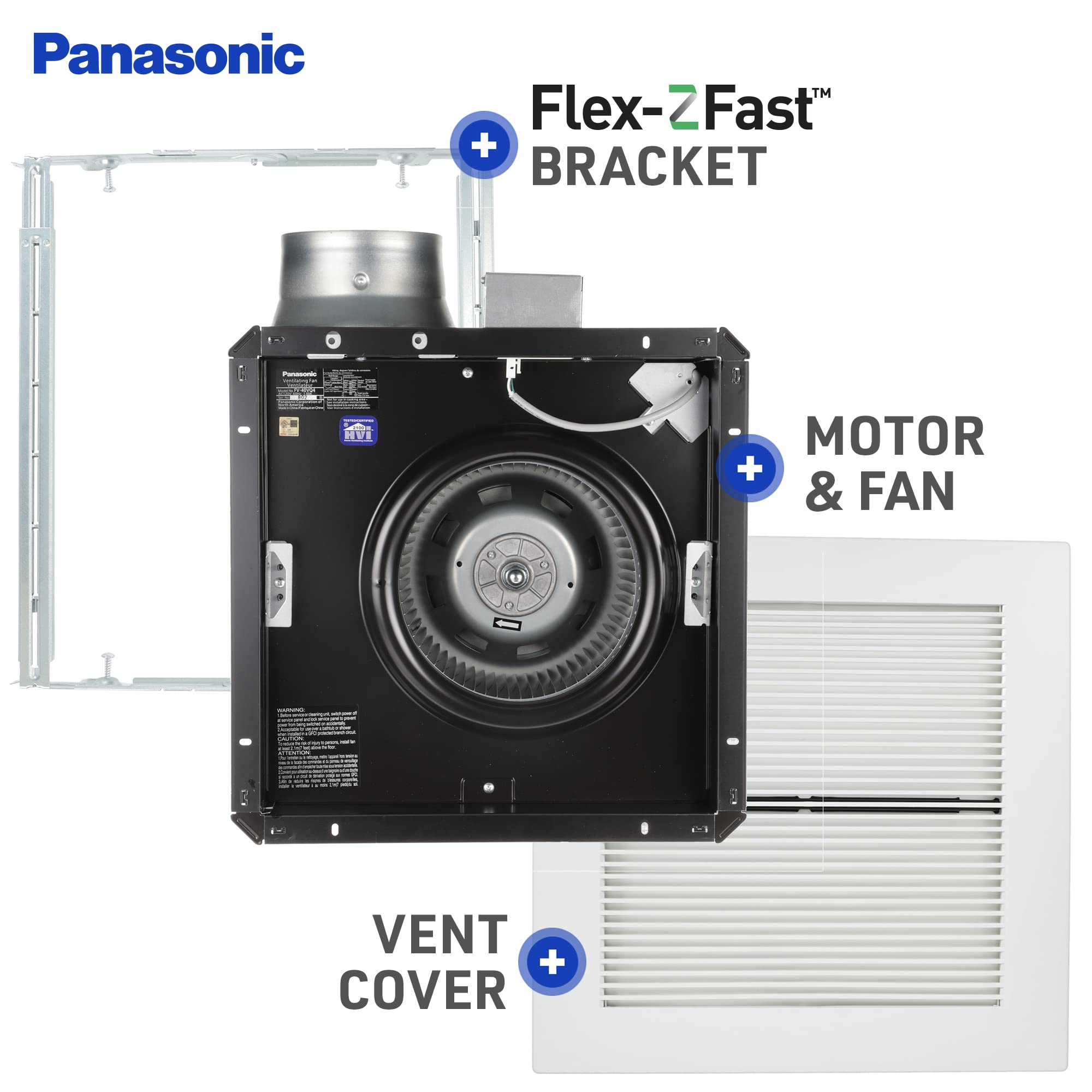 Panasonic FV-40VQ4 WhisperCeiling Spot Ventilation Fan - 390 CFM Ultra Quiet Bathroom Exhaust Fan with Energy Star Rating - Perfect for Bathrooms, Laundry Rooms & Small Kitchens