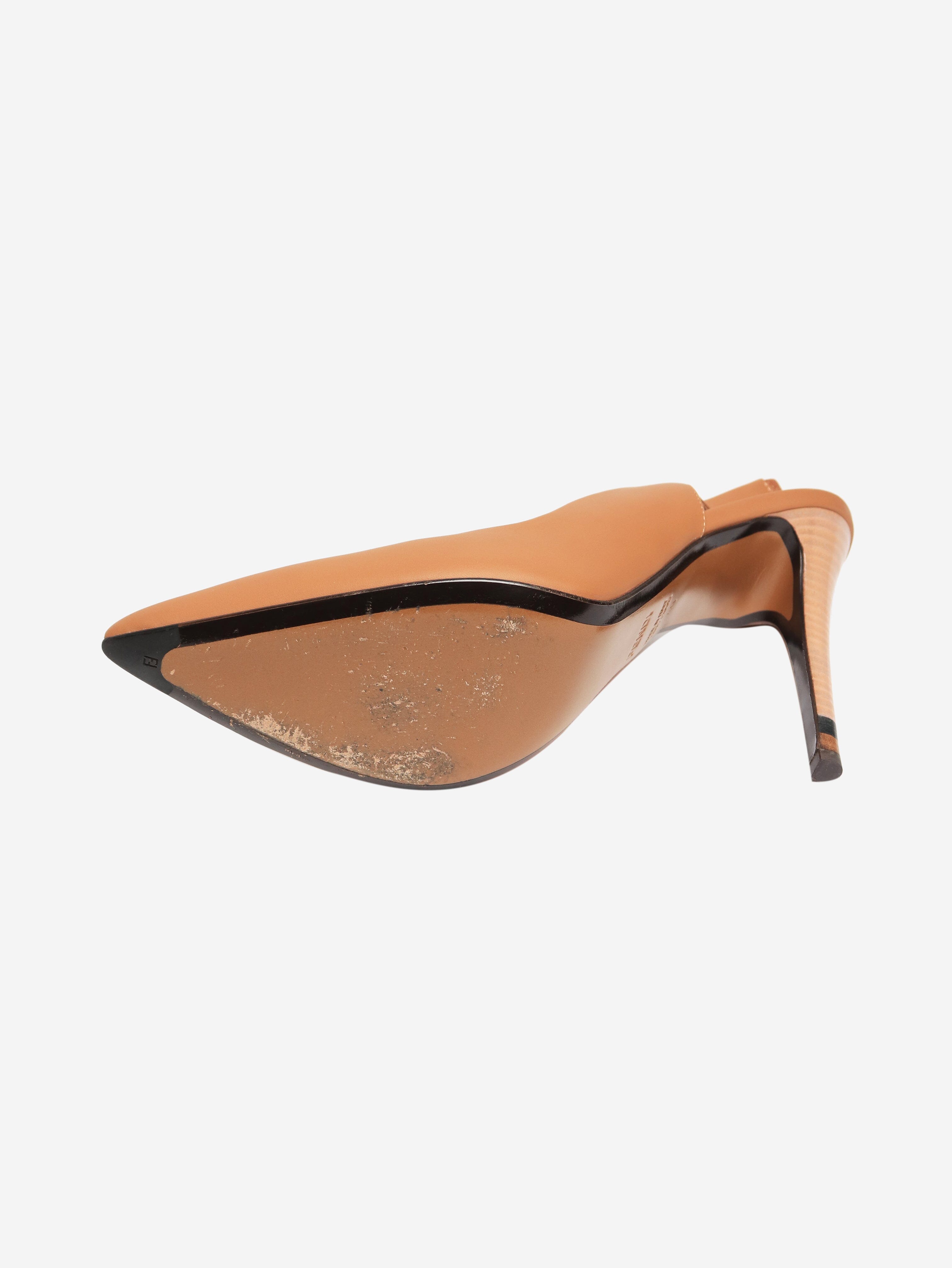 Elegant Brown Two-Tone Leather Heels for Women - UK Size 7 | Comfortable Dress Shoes for Office, Party & Special Occasions