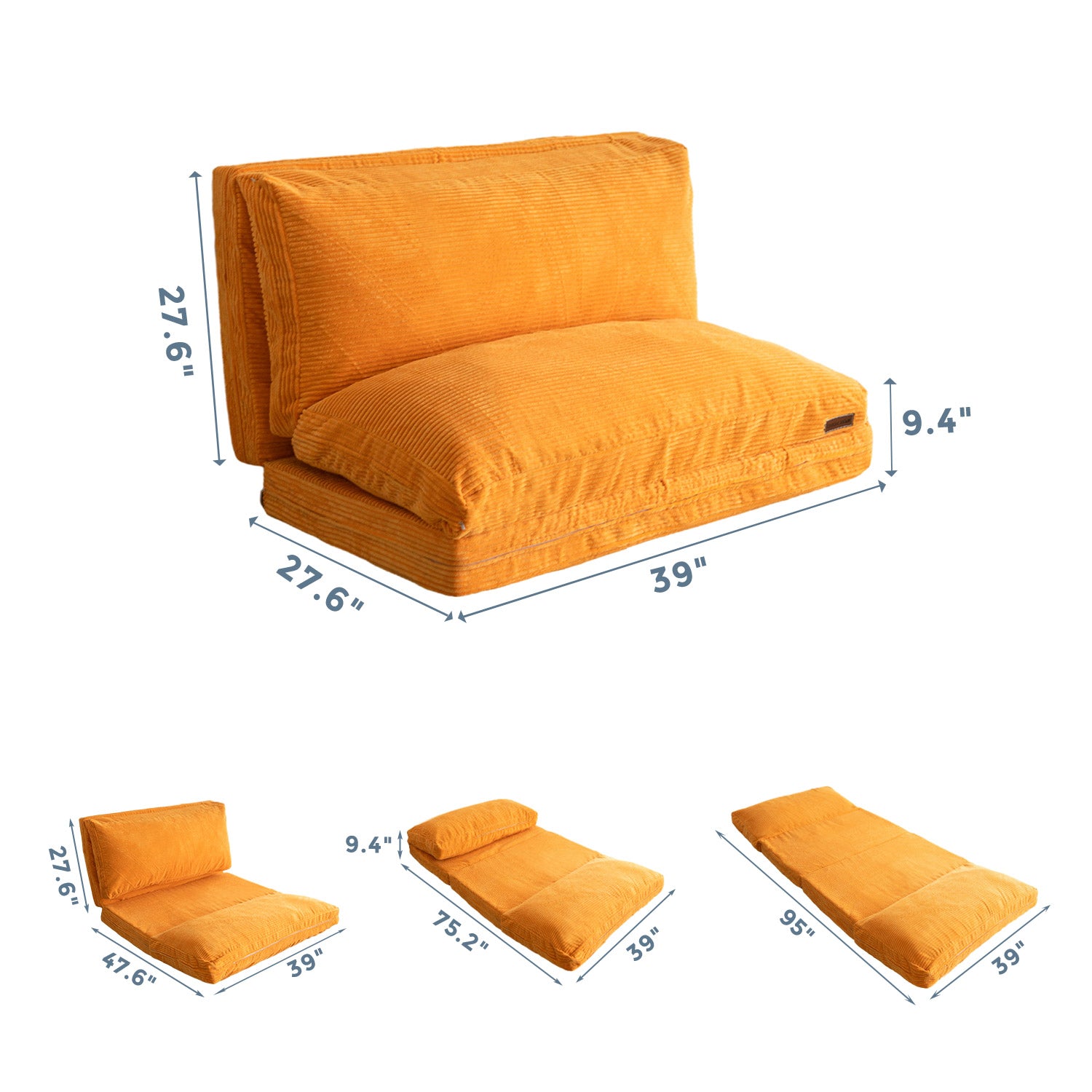 MAXYOYO Foldable Corduroy Bean Bag Sofa Bed with Washable Cover - Perfect for Living Room Lounging, Dorm Room Comfort & Kids Play Area
