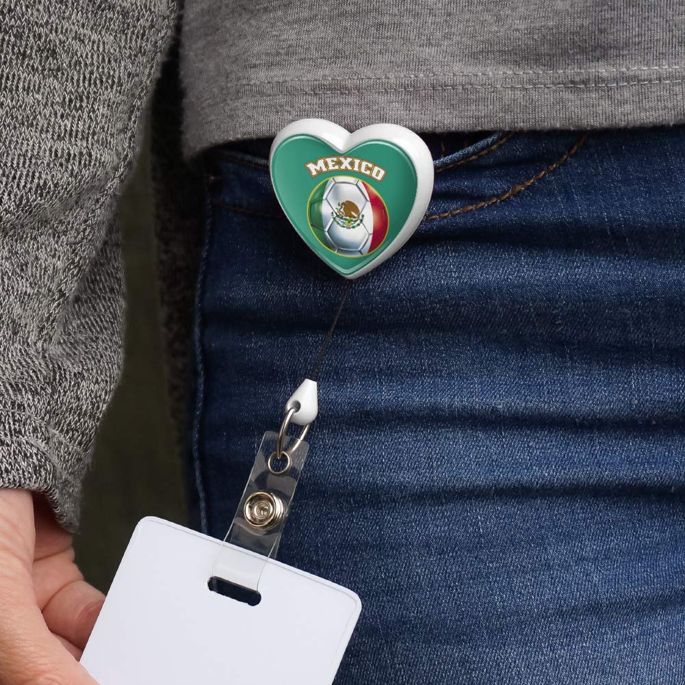 Mexico Soccer Football Lanyard - Retractable Reel Badge Holder for ID Cards, Keys & Work Badges - Perfect for Sports Fans, Events & Office Use
