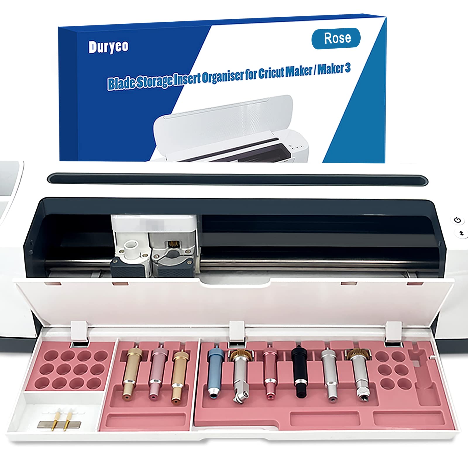 Cricut Maker 3 & Maker Blade Storage Organizer - Drawer Insert for Blades & QuickSwap Tips - Perfect for Craft Room & Scrapbooking Organization (Rose Color, Blades Not Included) - Ideal for DIY Projects, Vinyl Cutting & Paper Crafting