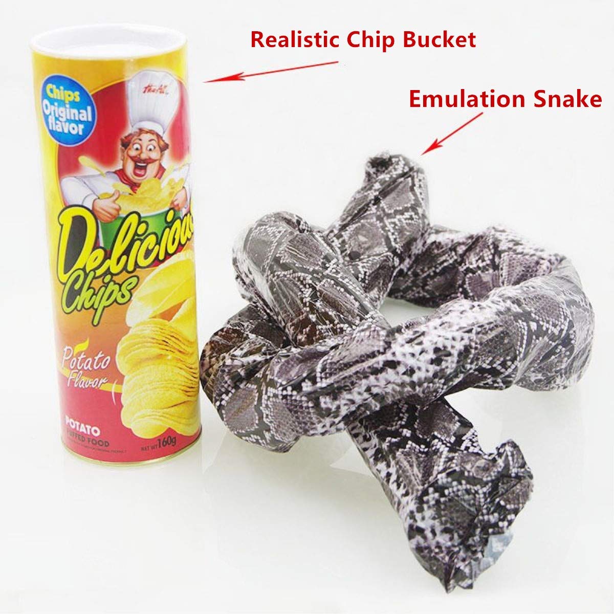 Funny Prank Toy - Scary Jumping Spring Snake in Potato Chip Can for April Fools & Halloween - Hilarious Trick Gag Gift for Parties & Pranks - Great for Office Jokes, Halloween Decor & Surprise Gifts